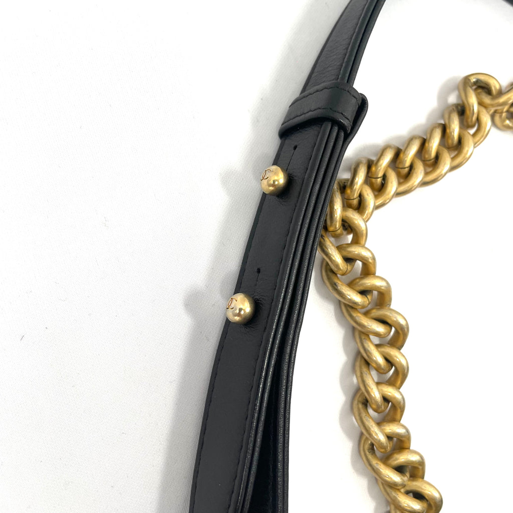 Chanel Boy Bag Black Quilted Leather with Antique Gold Hardware – Pre-Owned