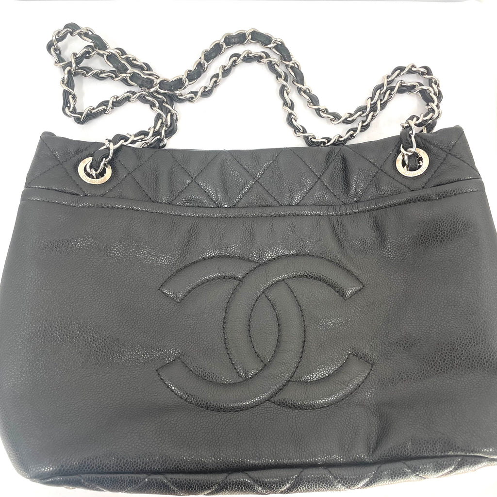 Chanel Grand Shopping Tote (GST) Black Caviar Leather Silver Hardware – Pre-Owned