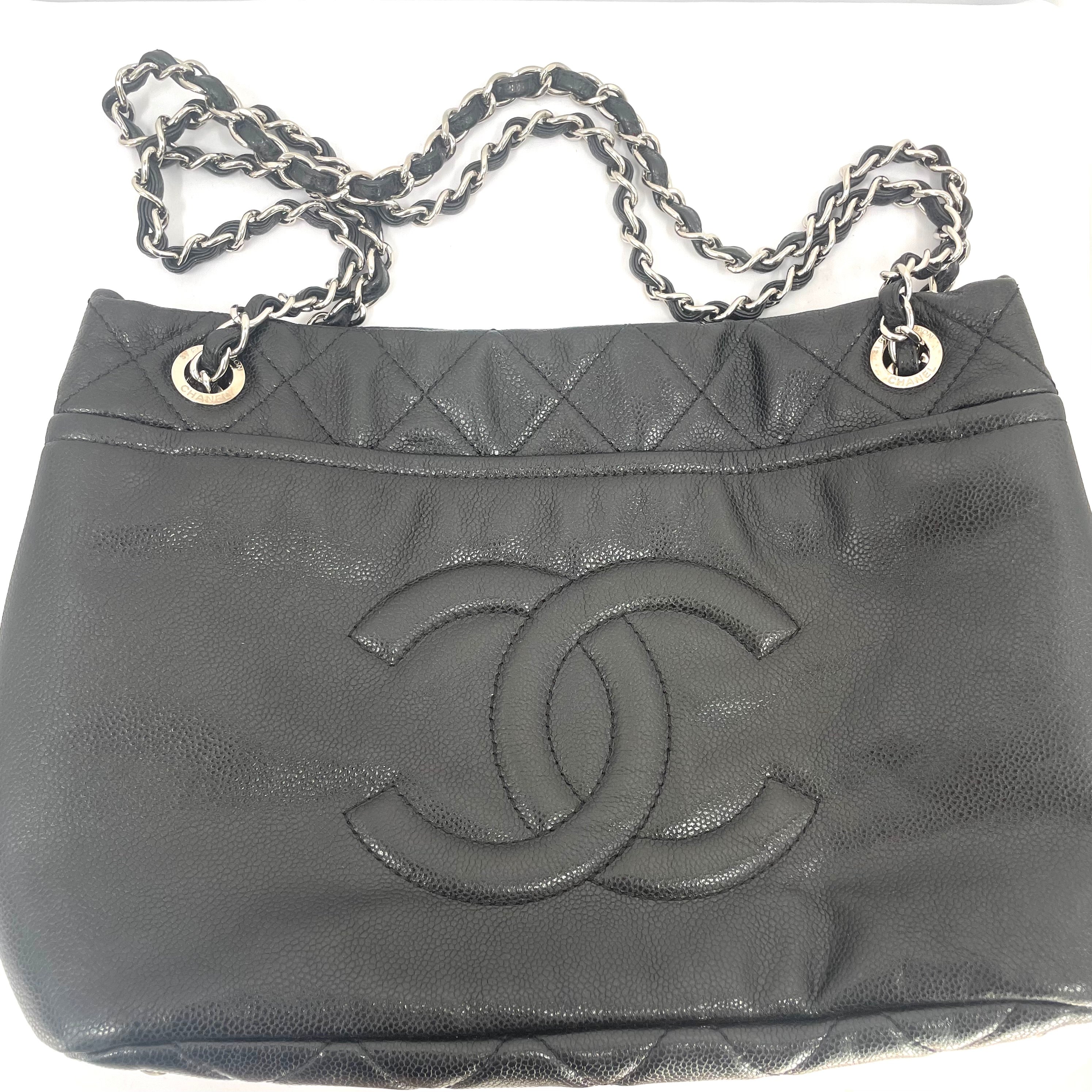 Chanel Grand Shopping Tote (GST) Black Caviar Leather Silver Hardware – Pre-Owned