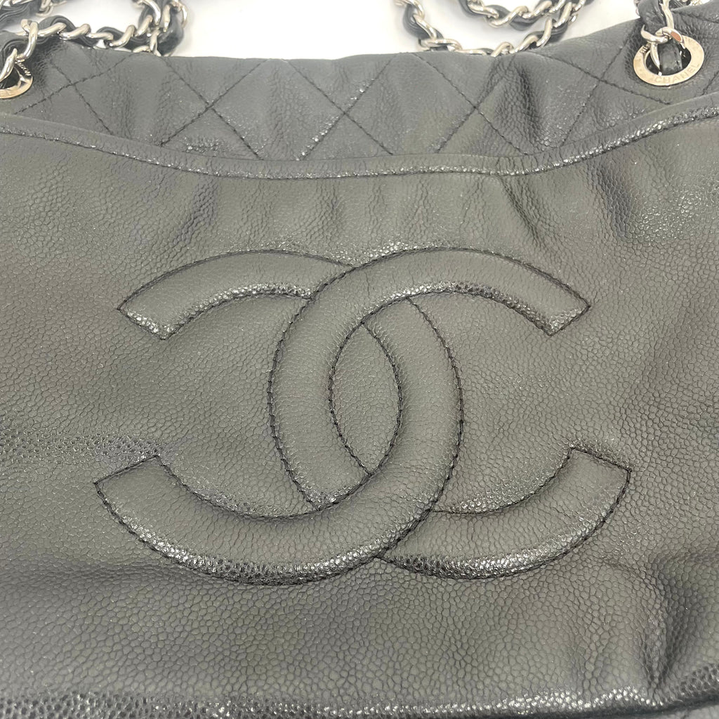 Chanel Grand Shopping Tote (GST) Black Caviar Leather Silver Hardware – Pre-Owned