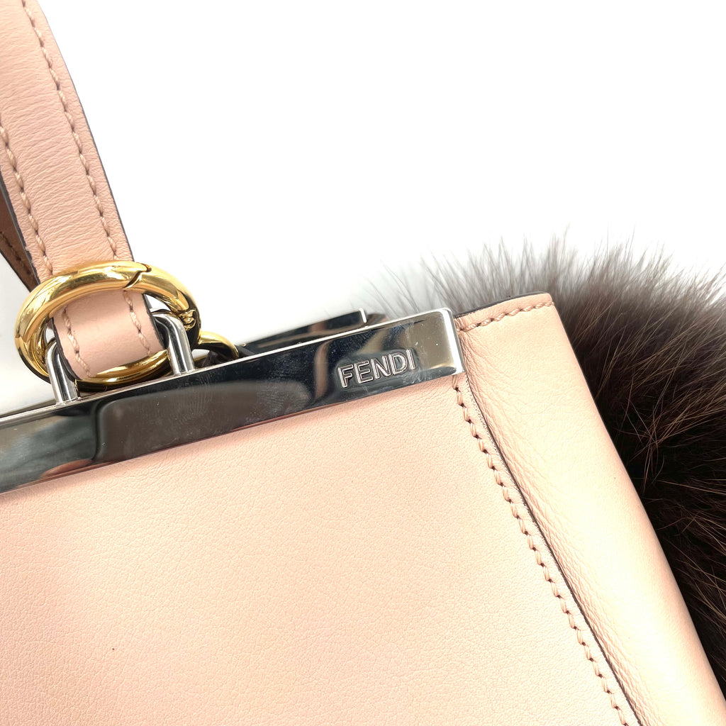 Fendi Petite 2Jours Colour Block Leather Tote Bag with Fur Charm – Pre-Owned