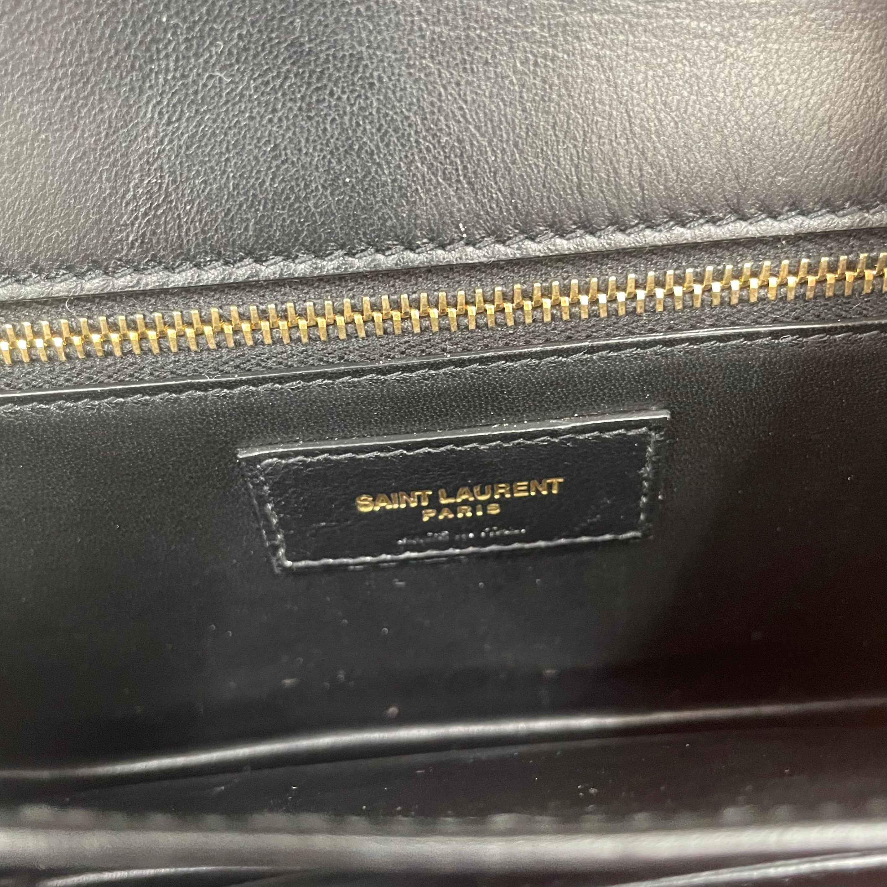 Saint Laurent Black Leather Chain Link Crossbody Bag Gold Hardware – Pre-Owned, Excellent Condition