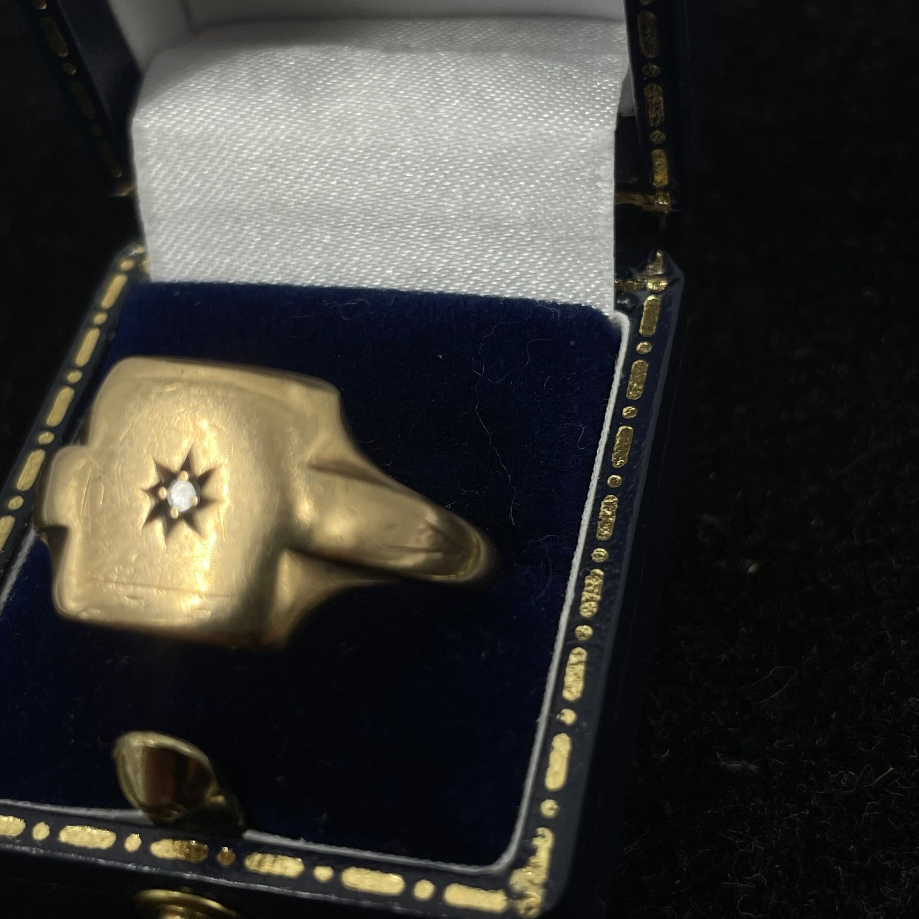9CT Gold Signet Ring With Small Diamond Size W