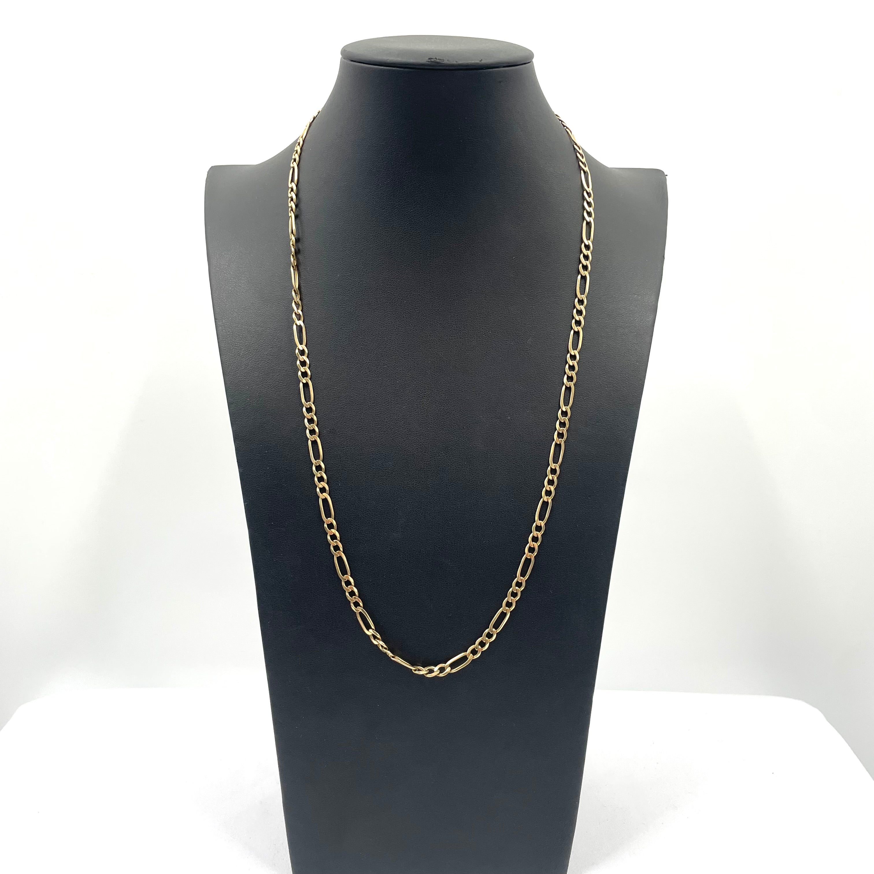 9ct Gold Figaro Link Chain 24" 4mm