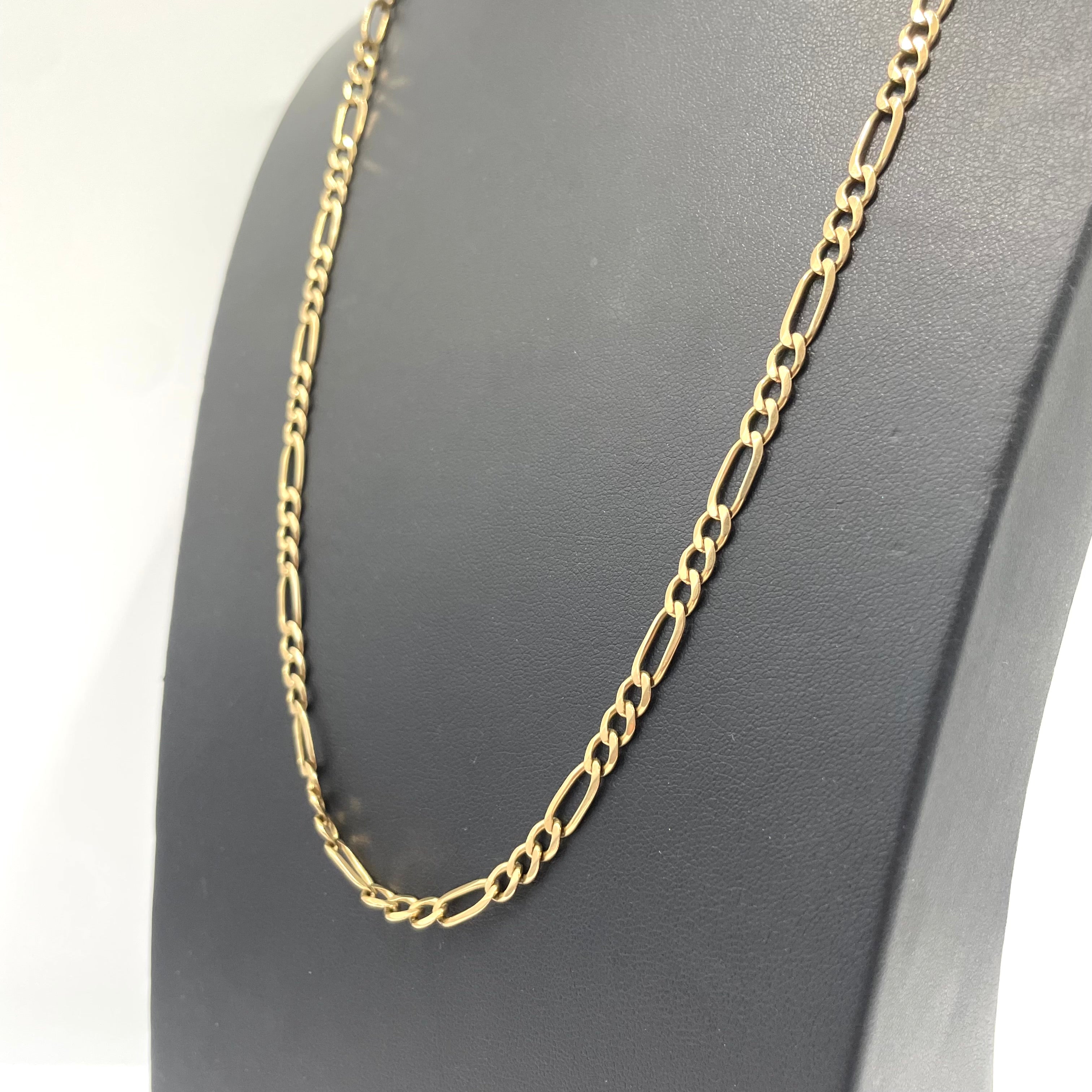 9ct Gold Figaro Link Chain 24" 4mm