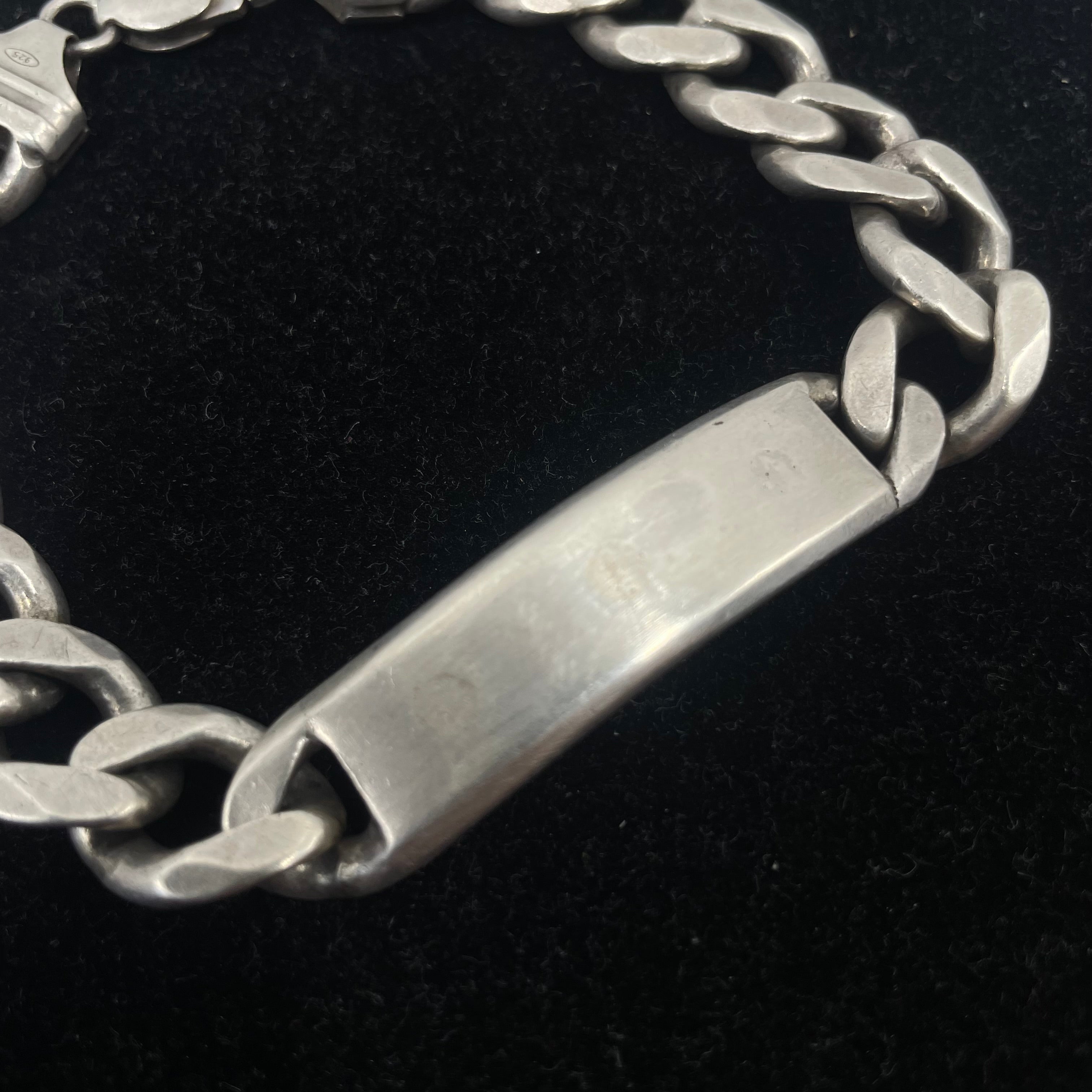 925 Silver Curb Link ID Bracelet 9" 13mm