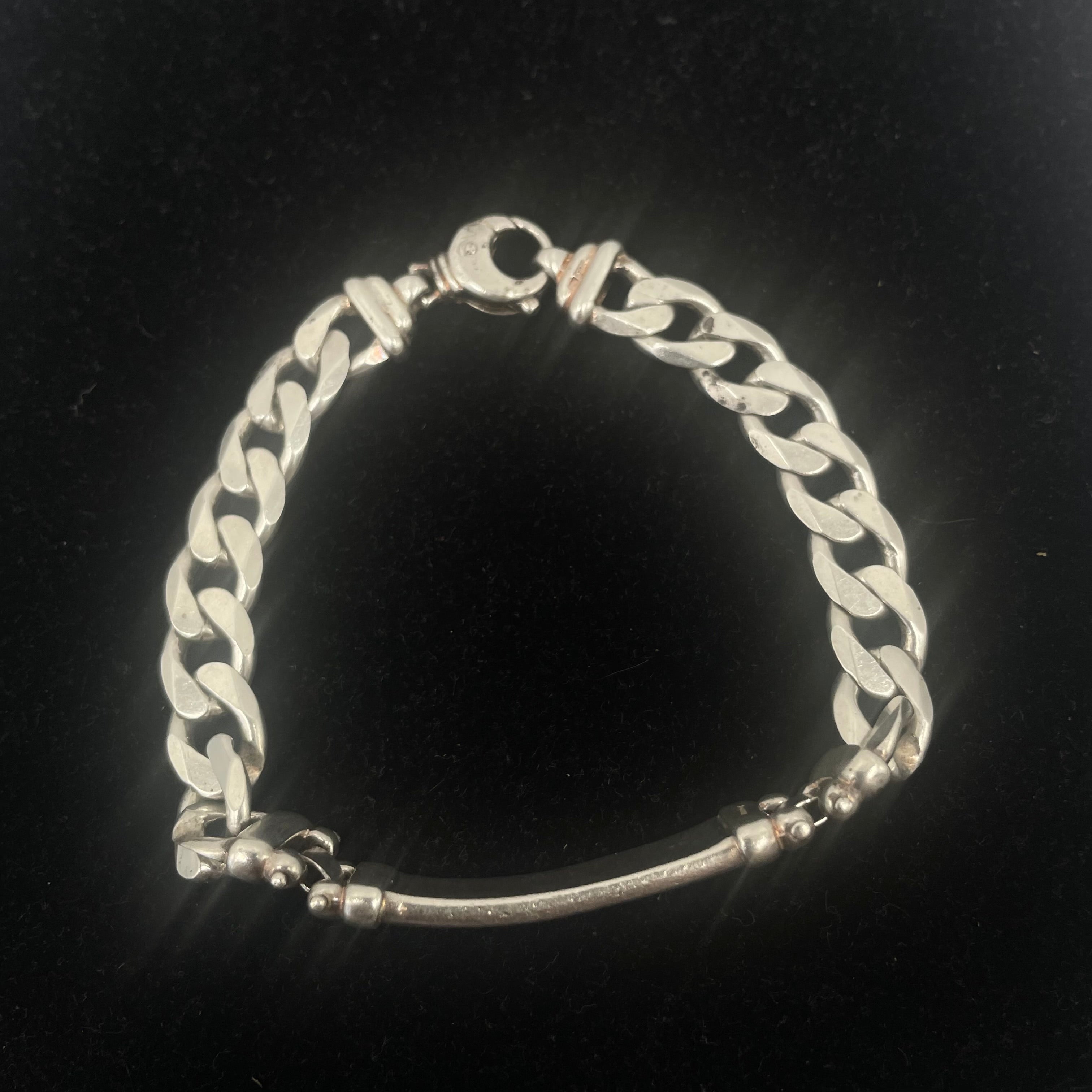 925 Silver Curb Link ID Bracelet 17" 9mm