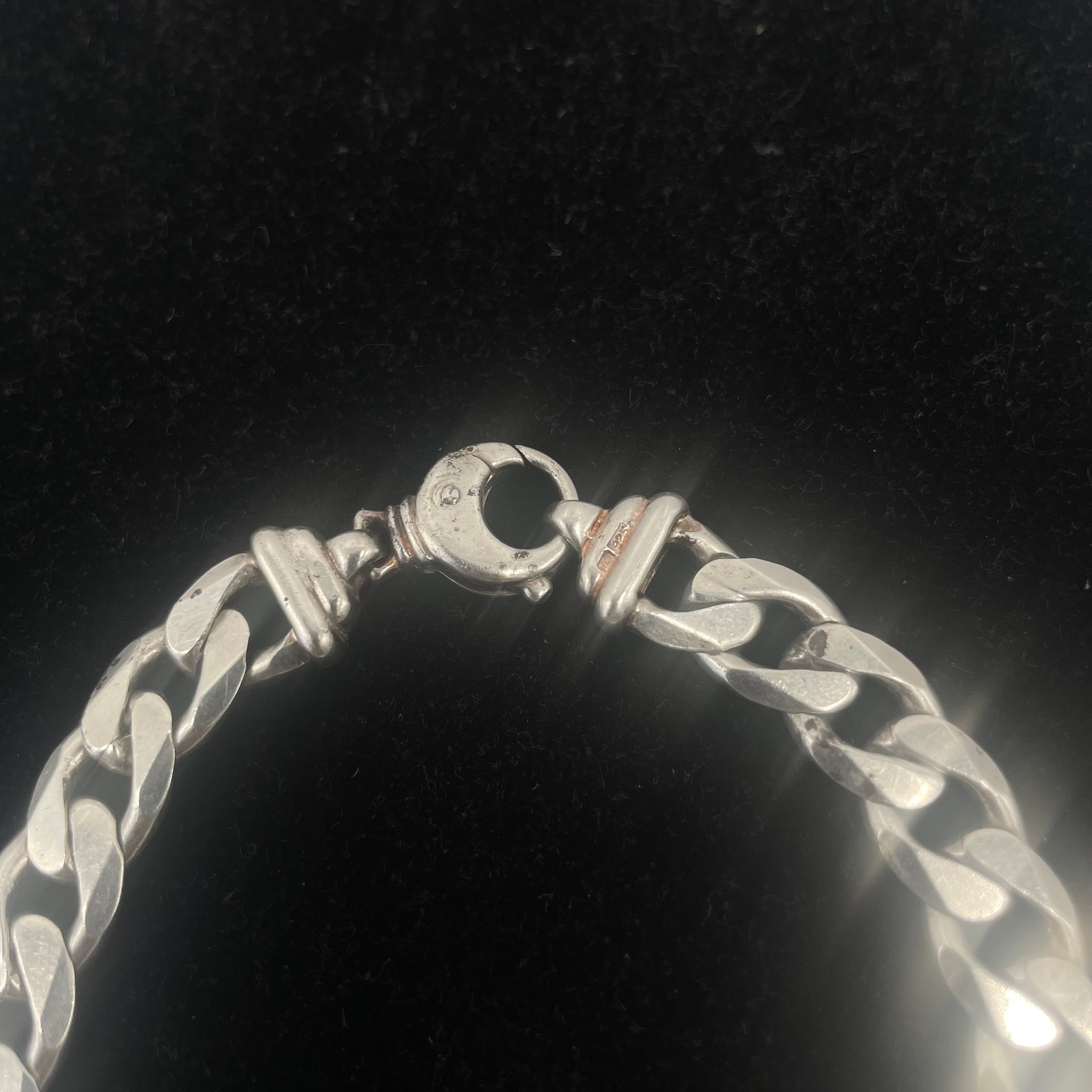 925 Silver Curb Link ID Bracelet 17" 9mm