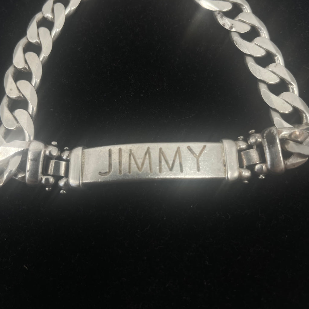 925 Silver Curb Link ID Bracelet 17" 9mm