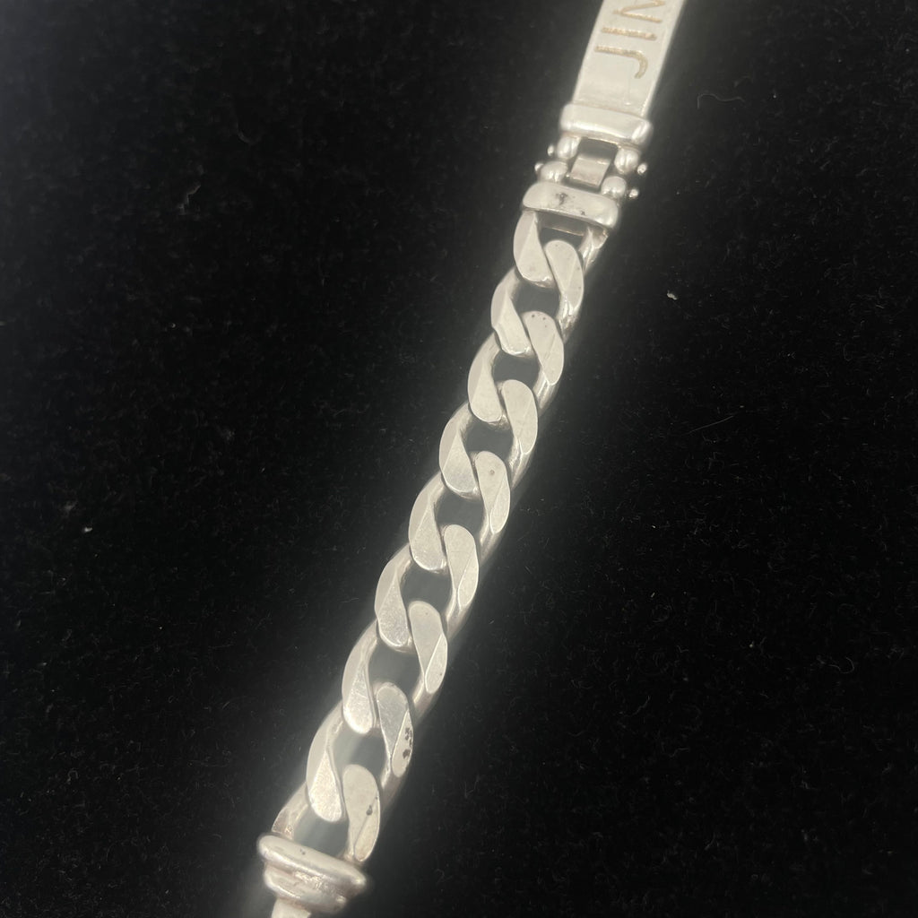 925 Silver Curb Link ID Bracelet 17" 9mm