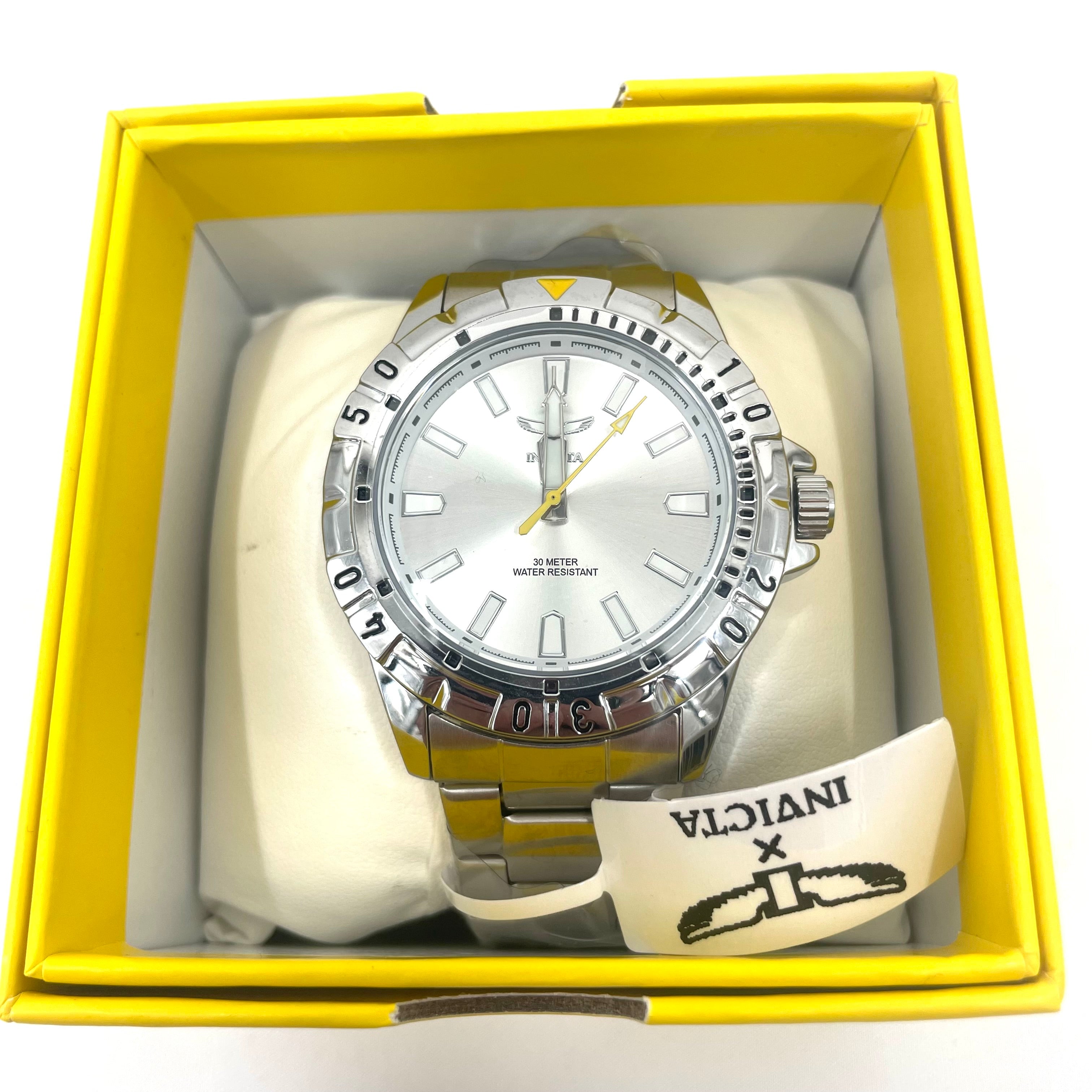 Invicta Men’s Silver-Tone Stainless Steel Watch – White Dial, 30M Water Resistant – Brand New