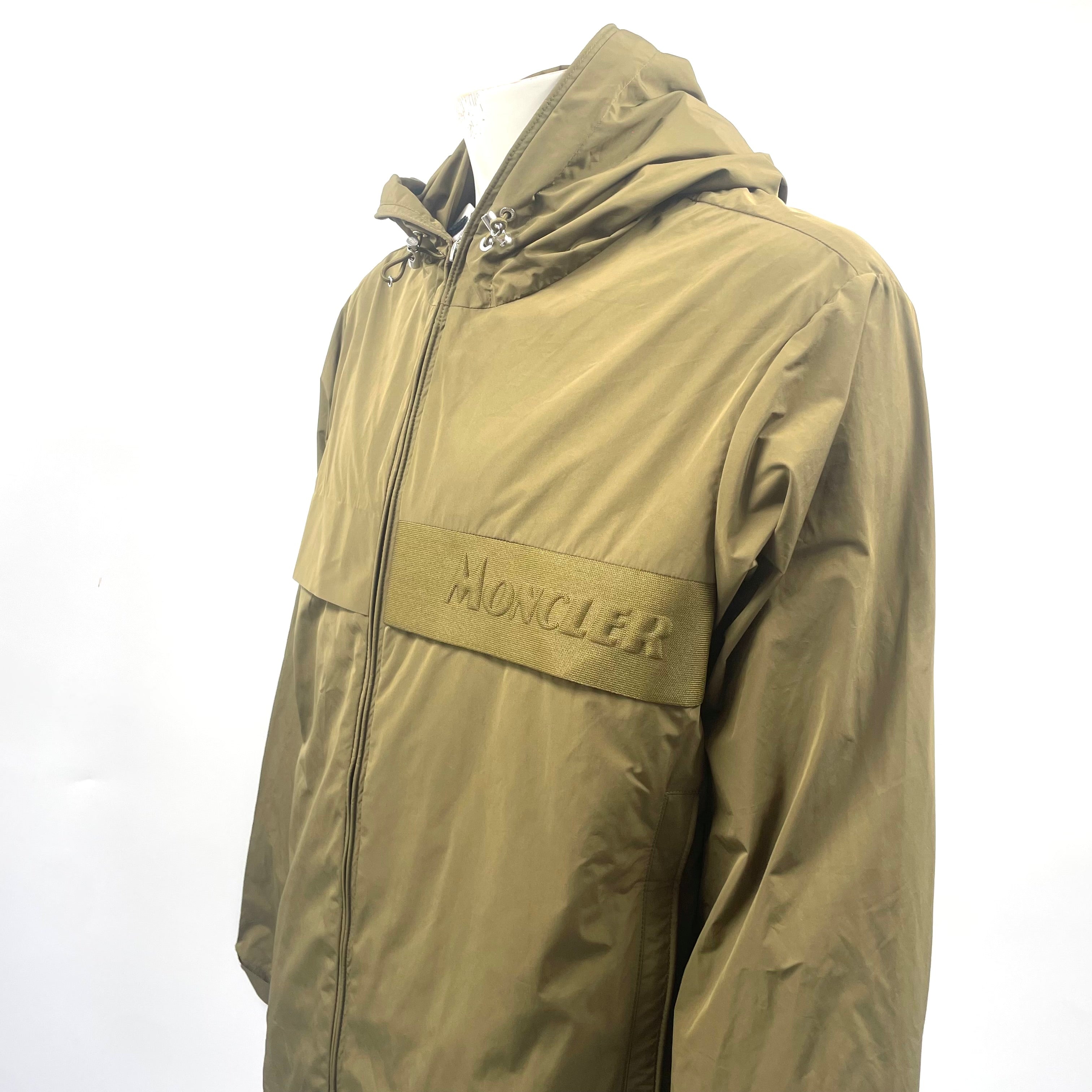 Moncler Olive Green Hooded Windbreaker Jacket – Size 4 (L) – Brand New with Tags