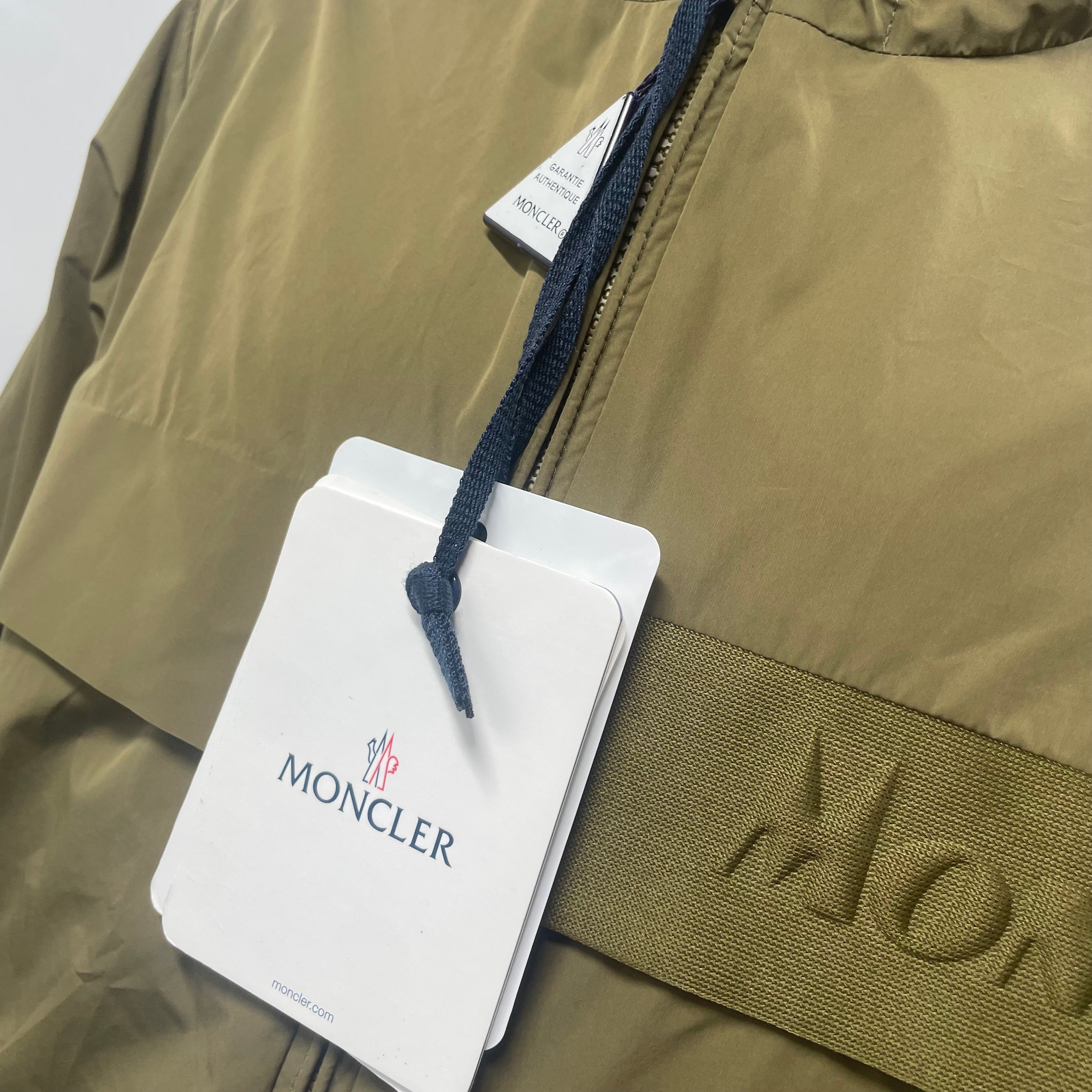 Moncler Olive Green Hooded Windbreaker Jacket – Size 4 (L) – Brand New with Tags