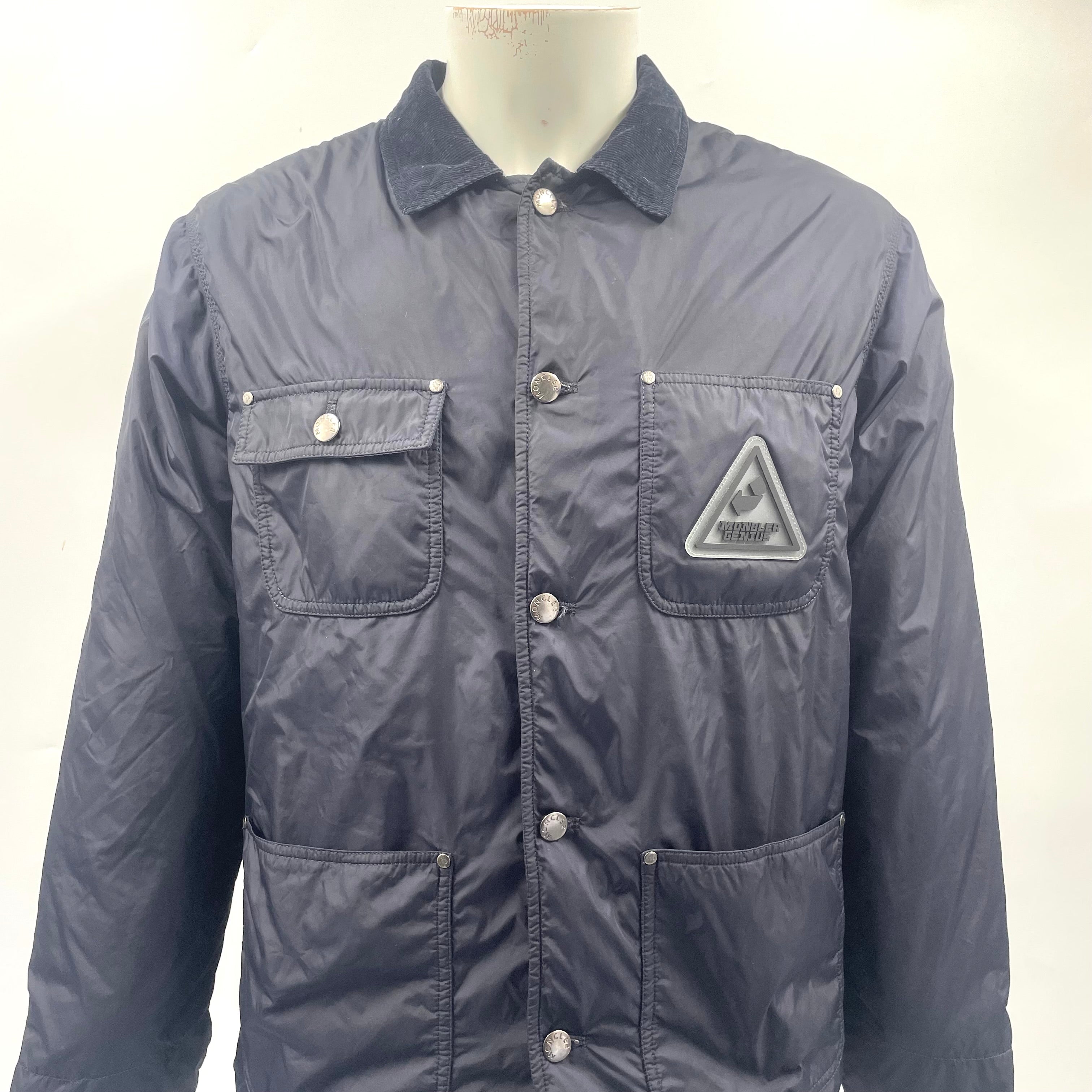 Moncler Genius Navy Corduroy-Collar Chore Jacket – Size 1 (S) – Brand New with Tags