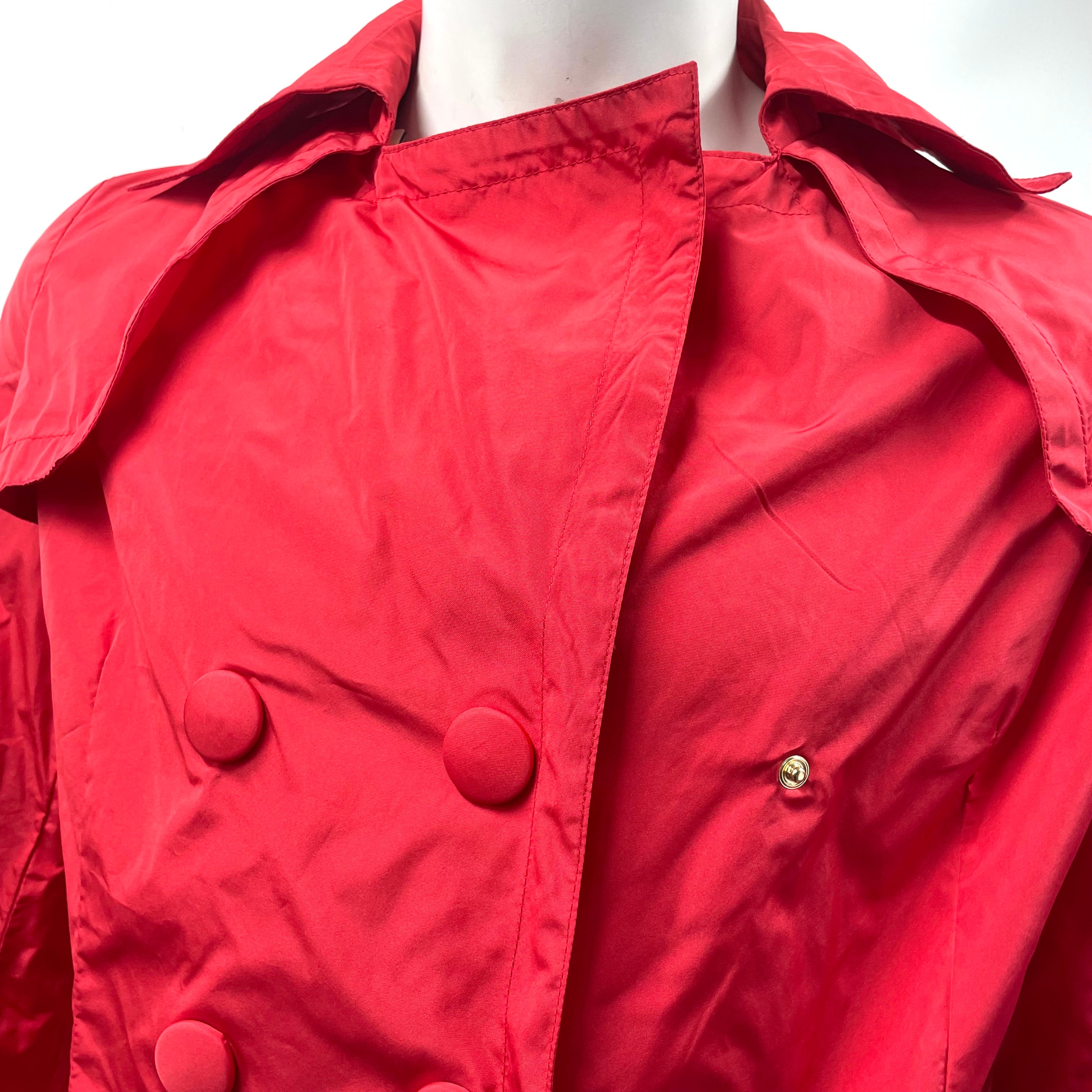 Moncler Red Nylon Double-Breasted Trench Coat – Size 2 (S/M) – Brand New with Tags