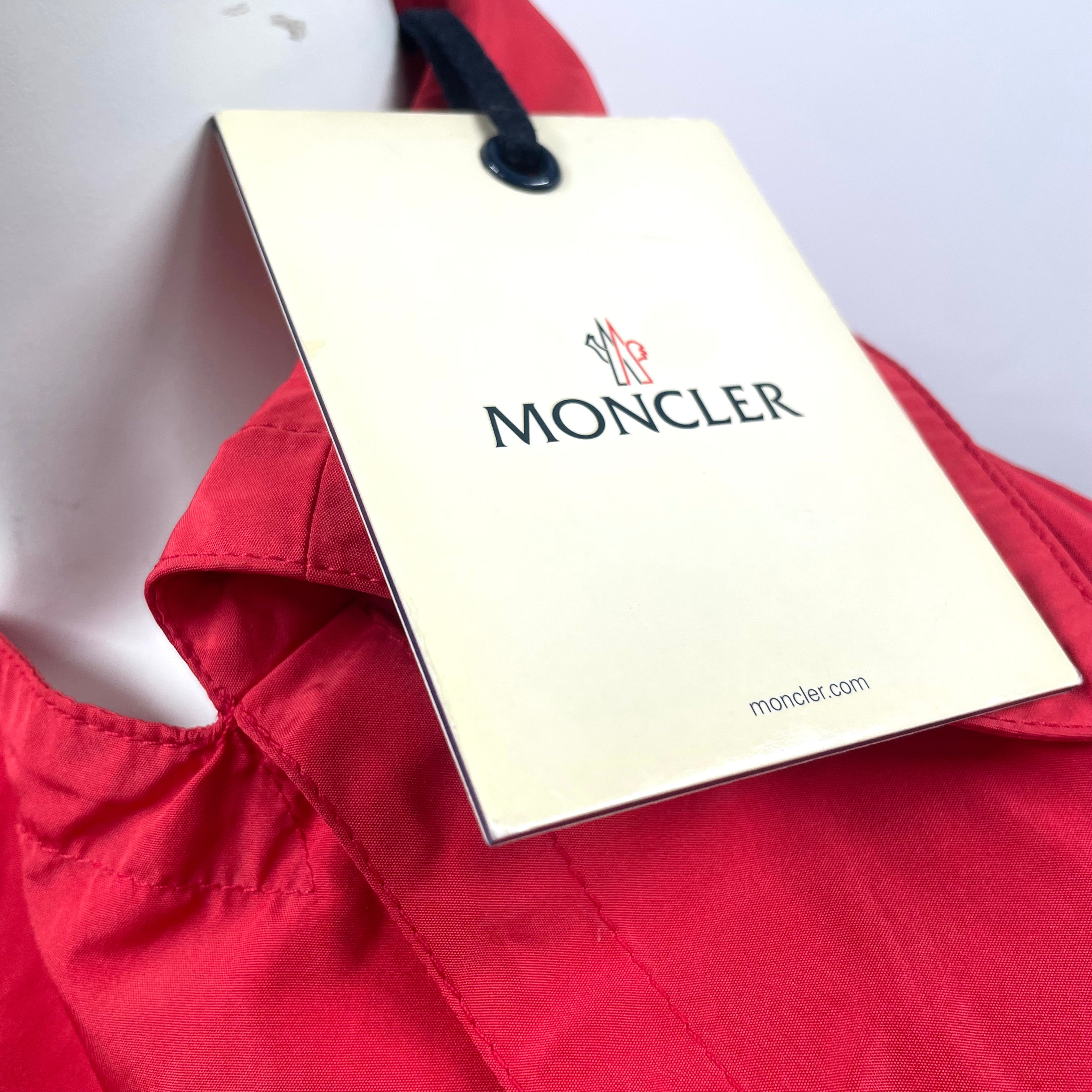 Moncler Red Nylon Double-Breasted Trench Coat – Size 2 (S/M) – Brand New with Tags