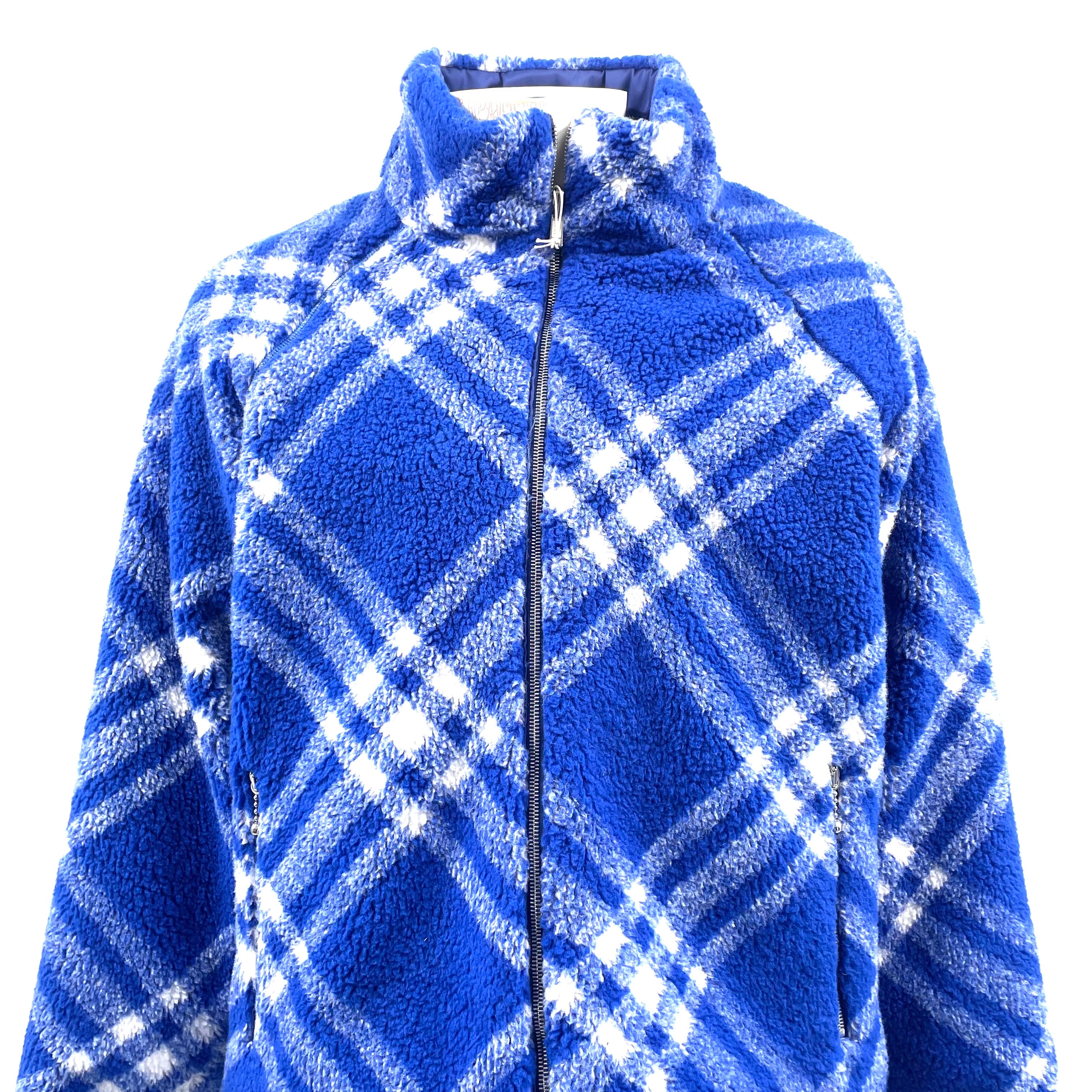 d*9様 限定【美品】BURBERRY BLUE LABELウールジャケット M Burberry Blue & White Sherpa Fleece Jacket – Brand New – EU 49