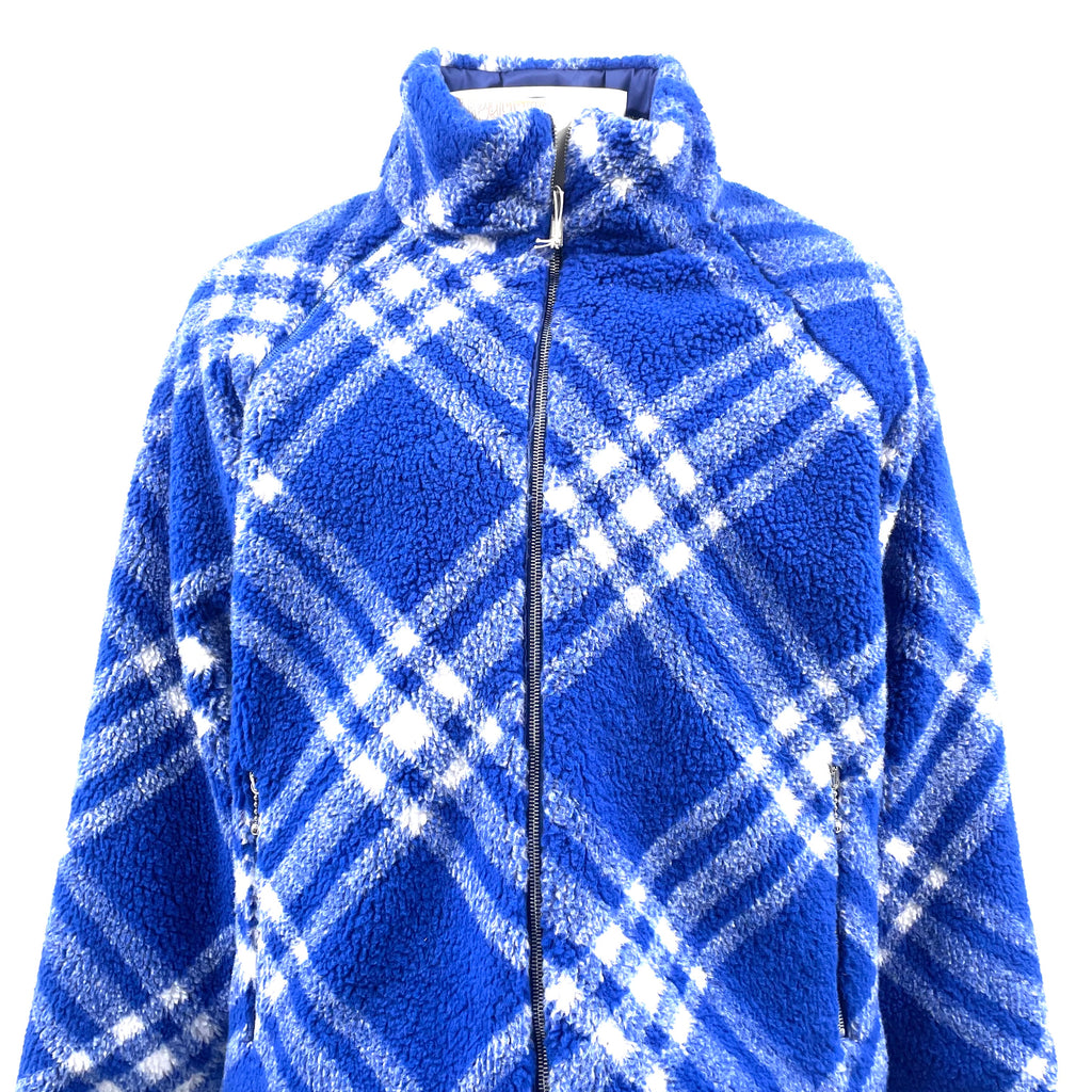 Burberry Blue & White Sherpa Fleece Jacket – Brand New – EU 49