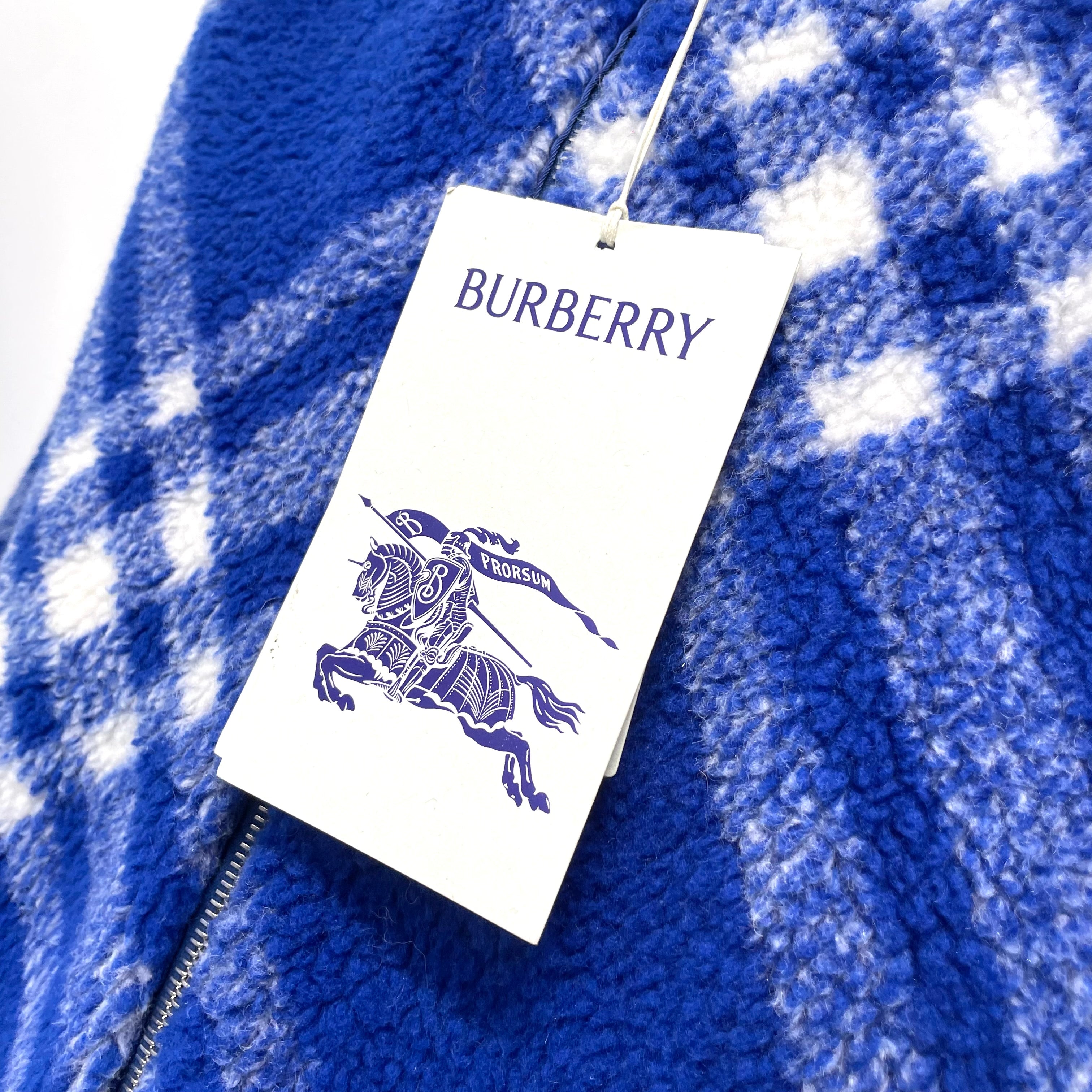 Burberry Blue & White Sherpa Fleece Jacket – Brand New – EU 49