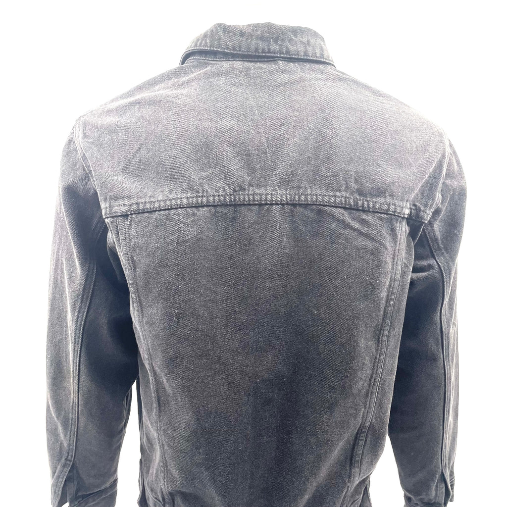 Balenciaga Black Denim Jacket with Red Logo – Size 48