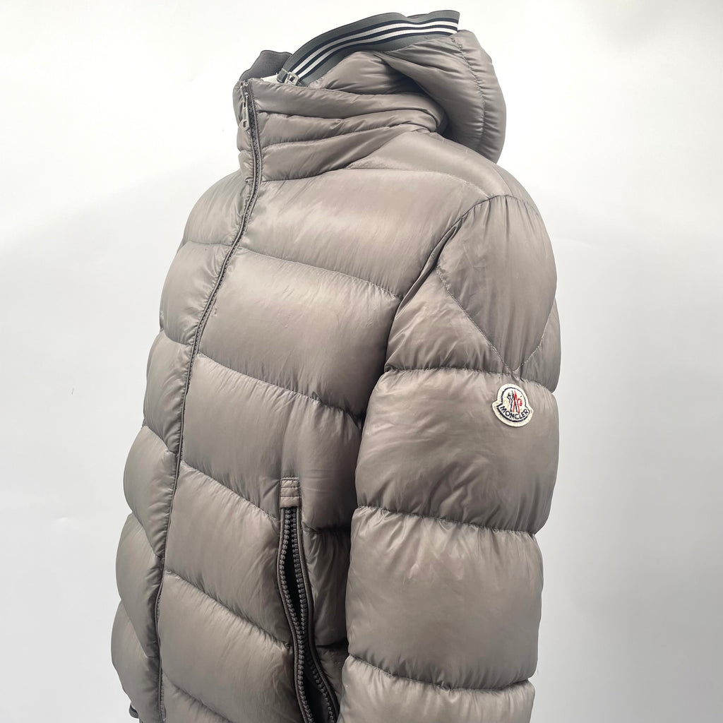 Moncler Grey Puffer Jacket with Hood – Size 5