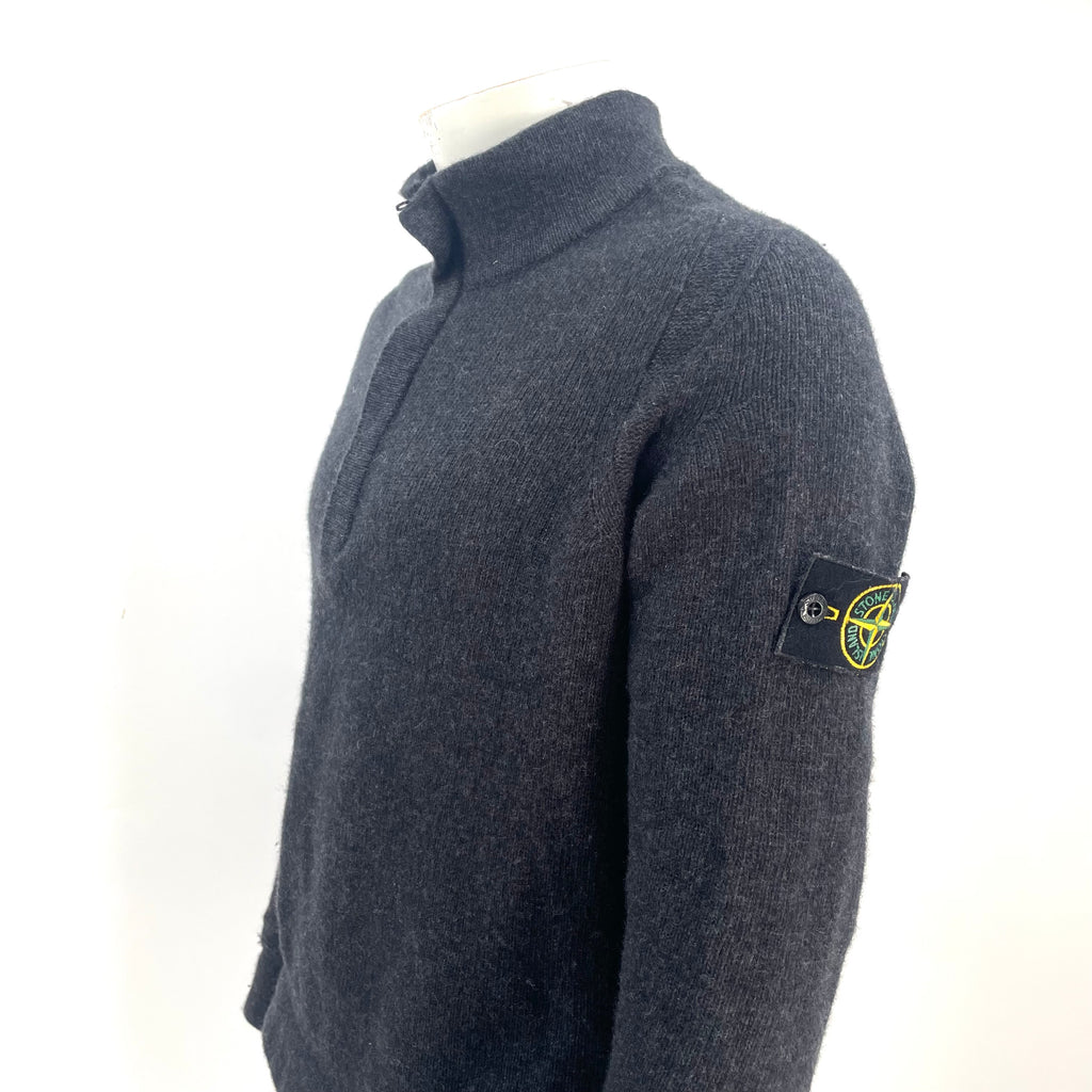 Stone Island Quarter-Zip Crewneck – Charcoal Grey | Size S