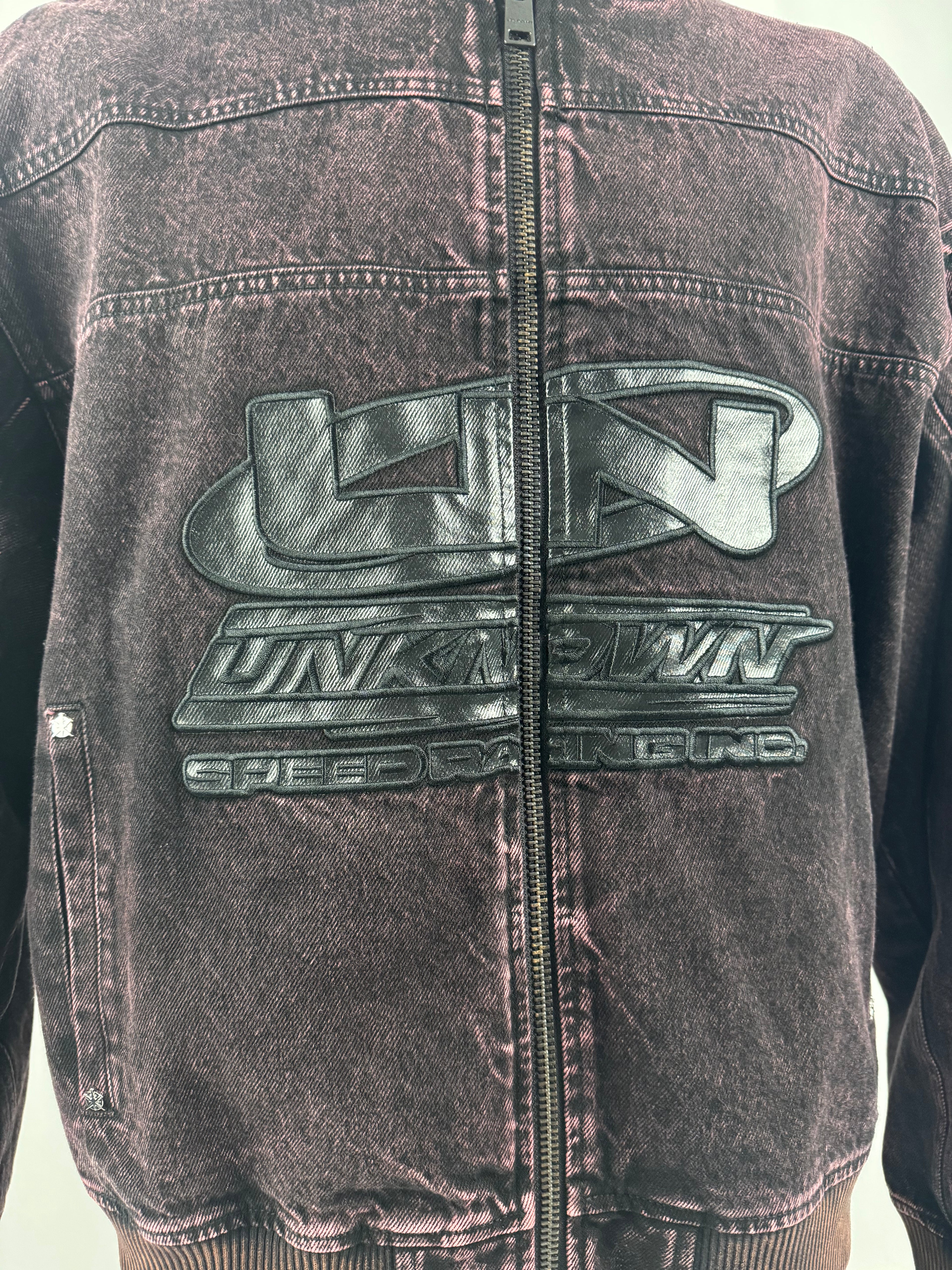 Unknown London Nascar Denim Bomber Jacket