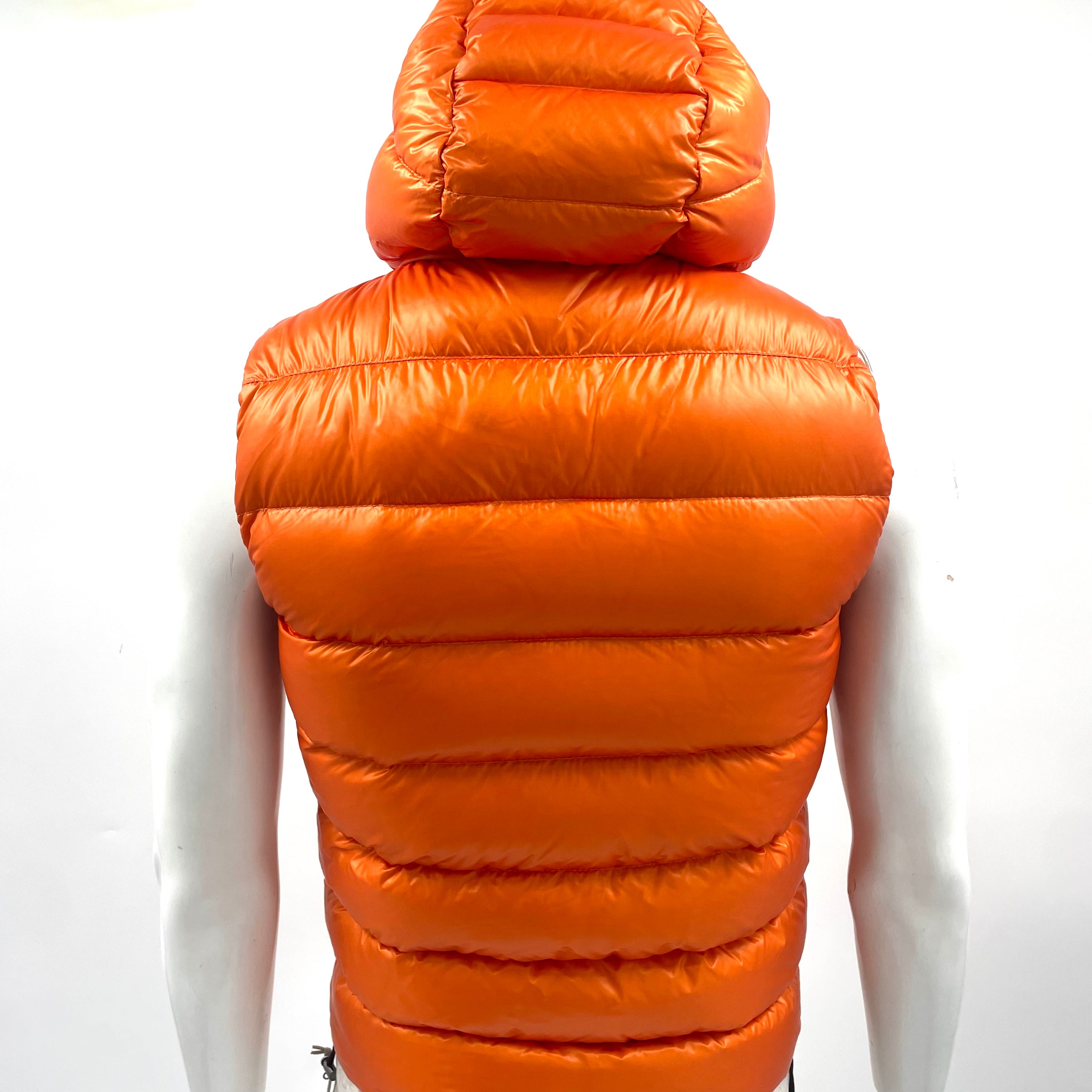 Moncler Orange Puffer Gilet with Hood – Size 0
