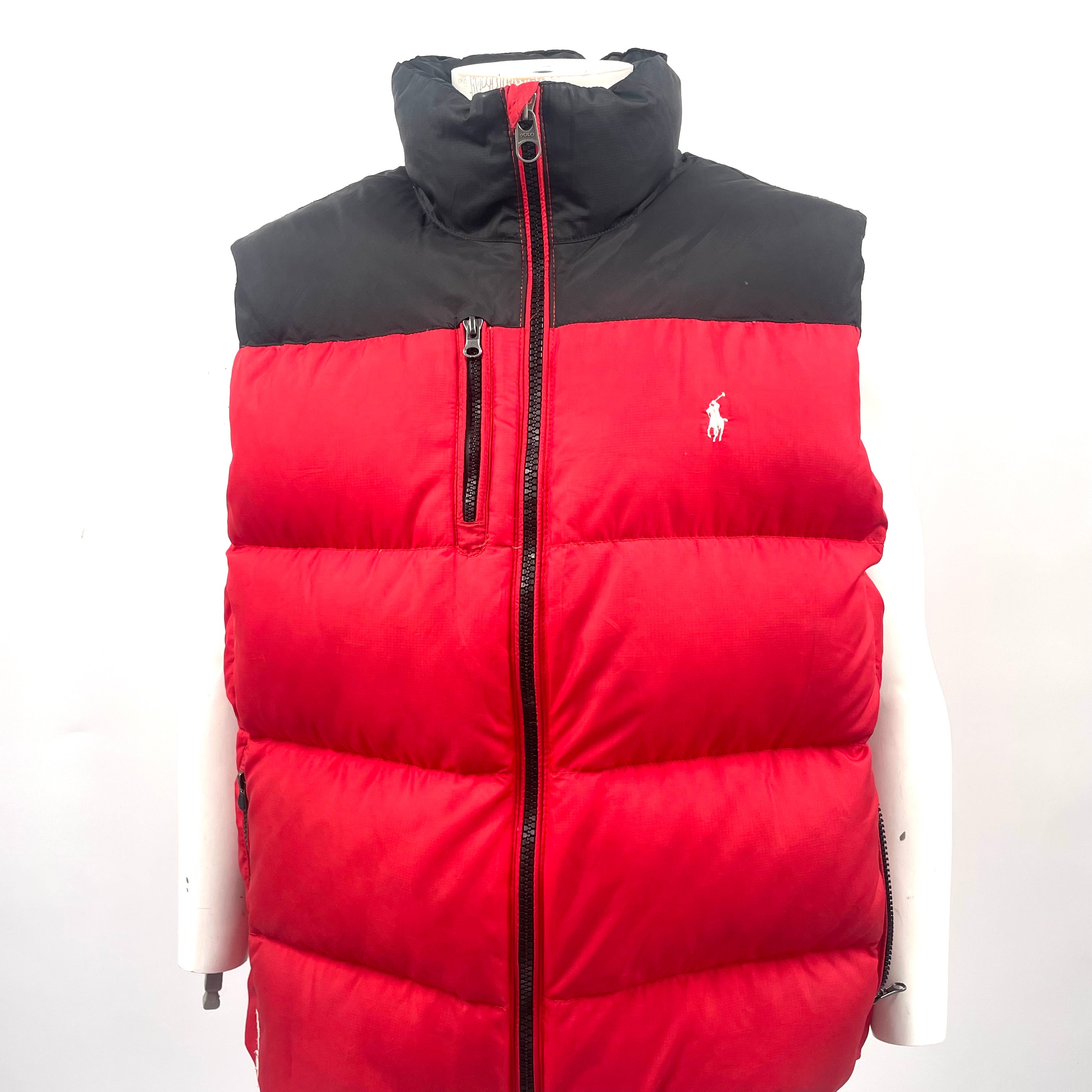 Ralph Lauren Red & Black Puffer Gilet – Size XL