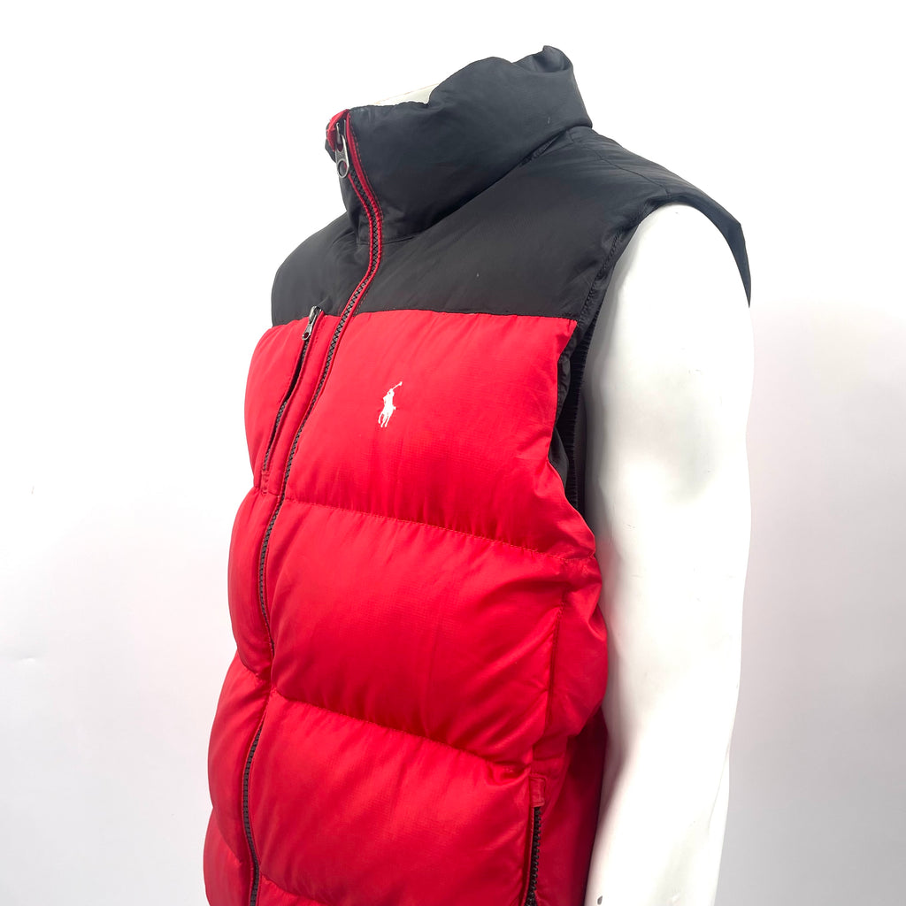 Ralph Lauren Red & Black Puffer Gilet – Size XL