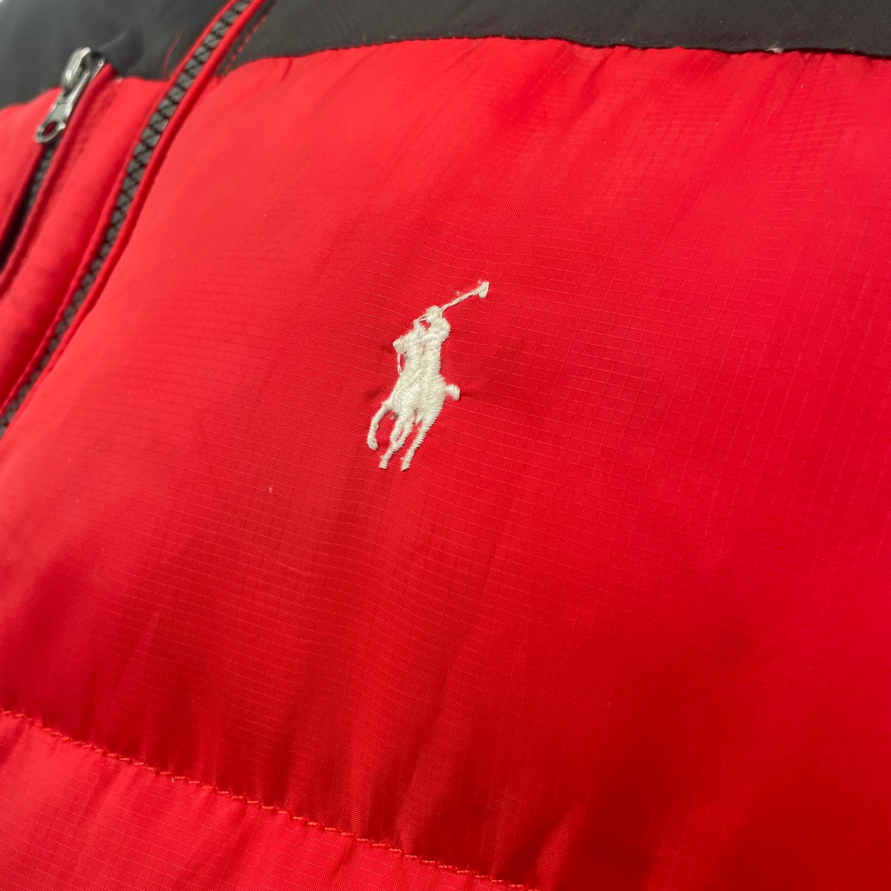 Ralph Lauren Red & Black Puffer Gilet – Size XL