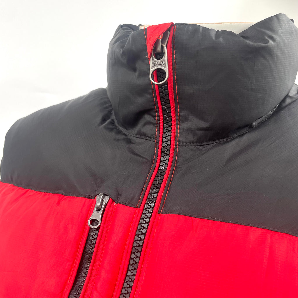 Ralph Lauren Red & Black Puffer Gilet – Size XL