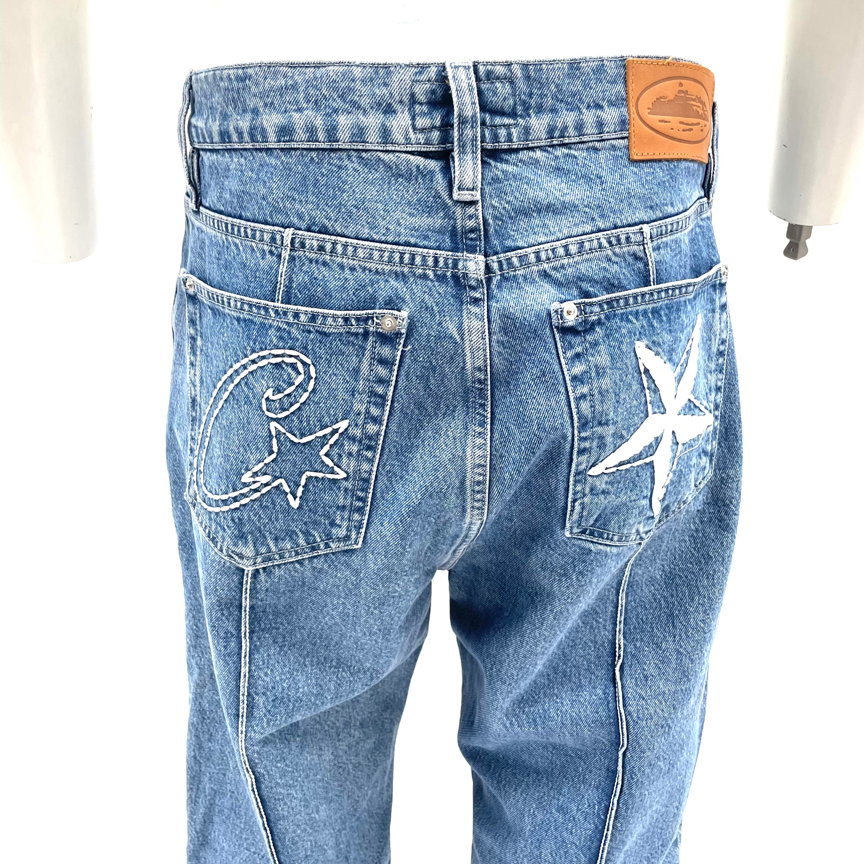 Corteiz Denim Jeans – Blue, Size L, New With Tags