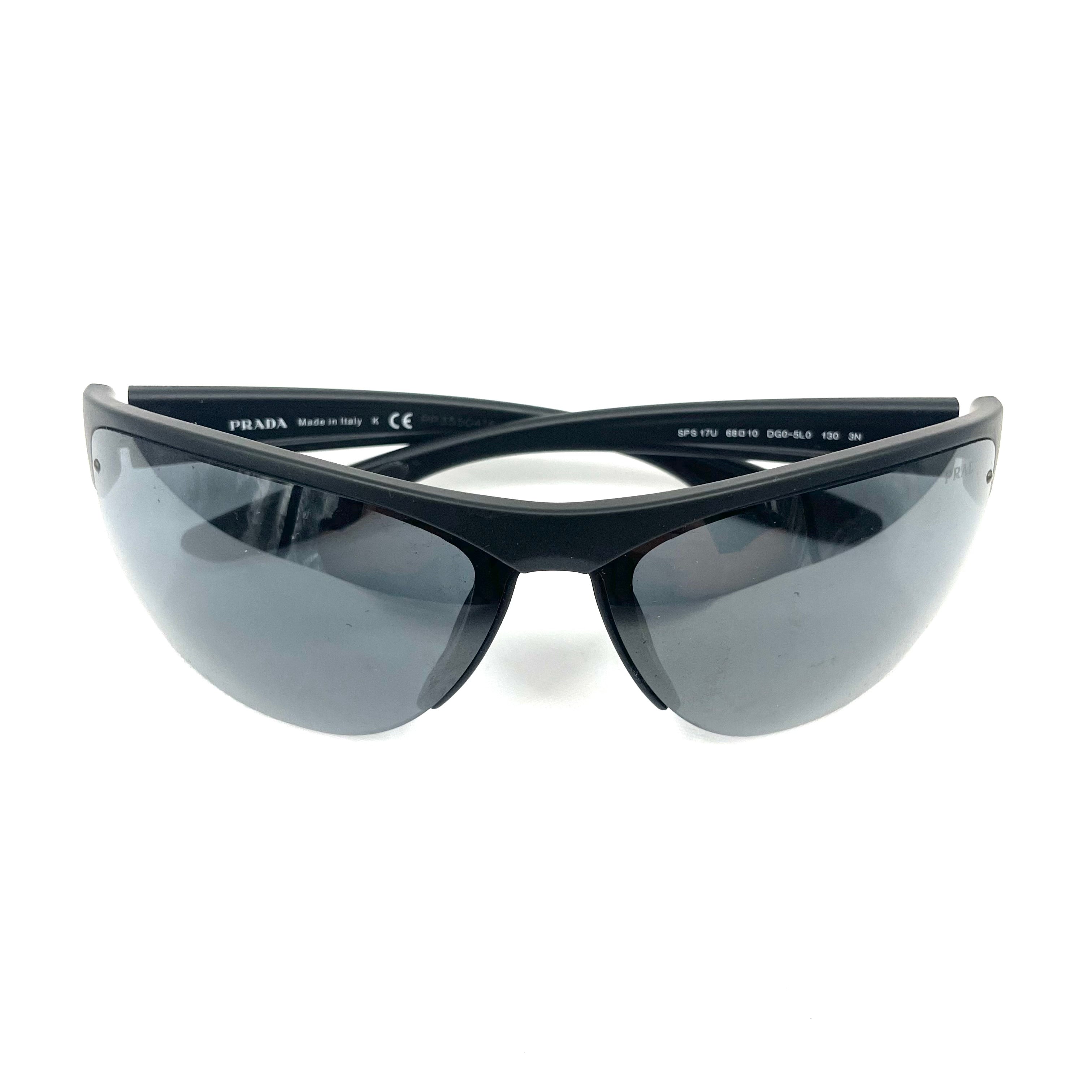 Pre-Owned Prada Black Shield Sunglasses – Minimal Wear, With Box