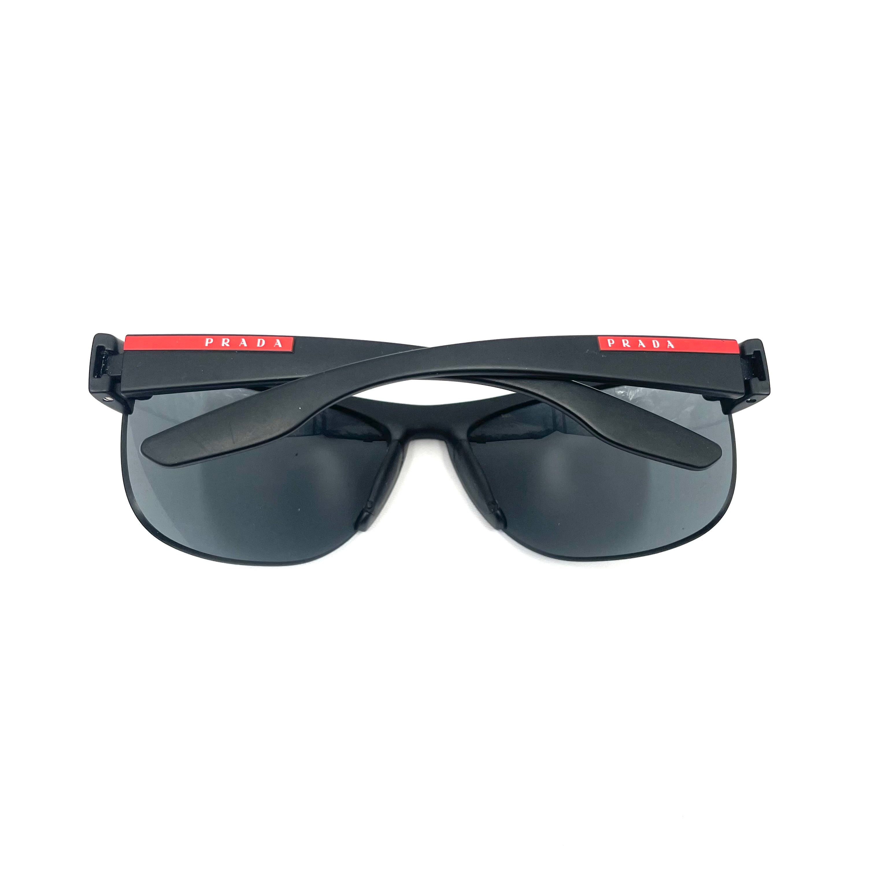 Pre-Owned Prada Black Shield Sunglasses – Minimal Wear, With Box