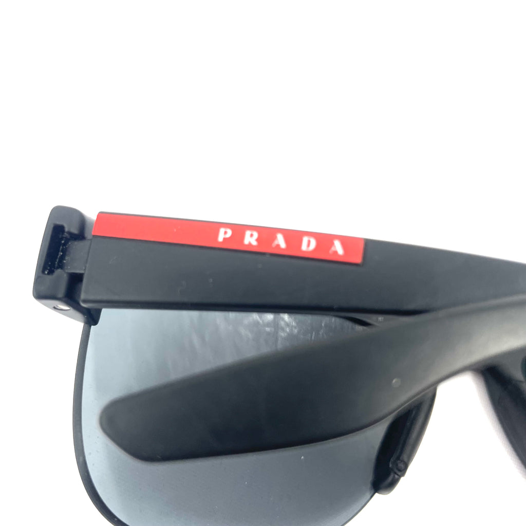 Pre-Owned Prada Black Shield Sunglasses – Minimal Wear, With Box