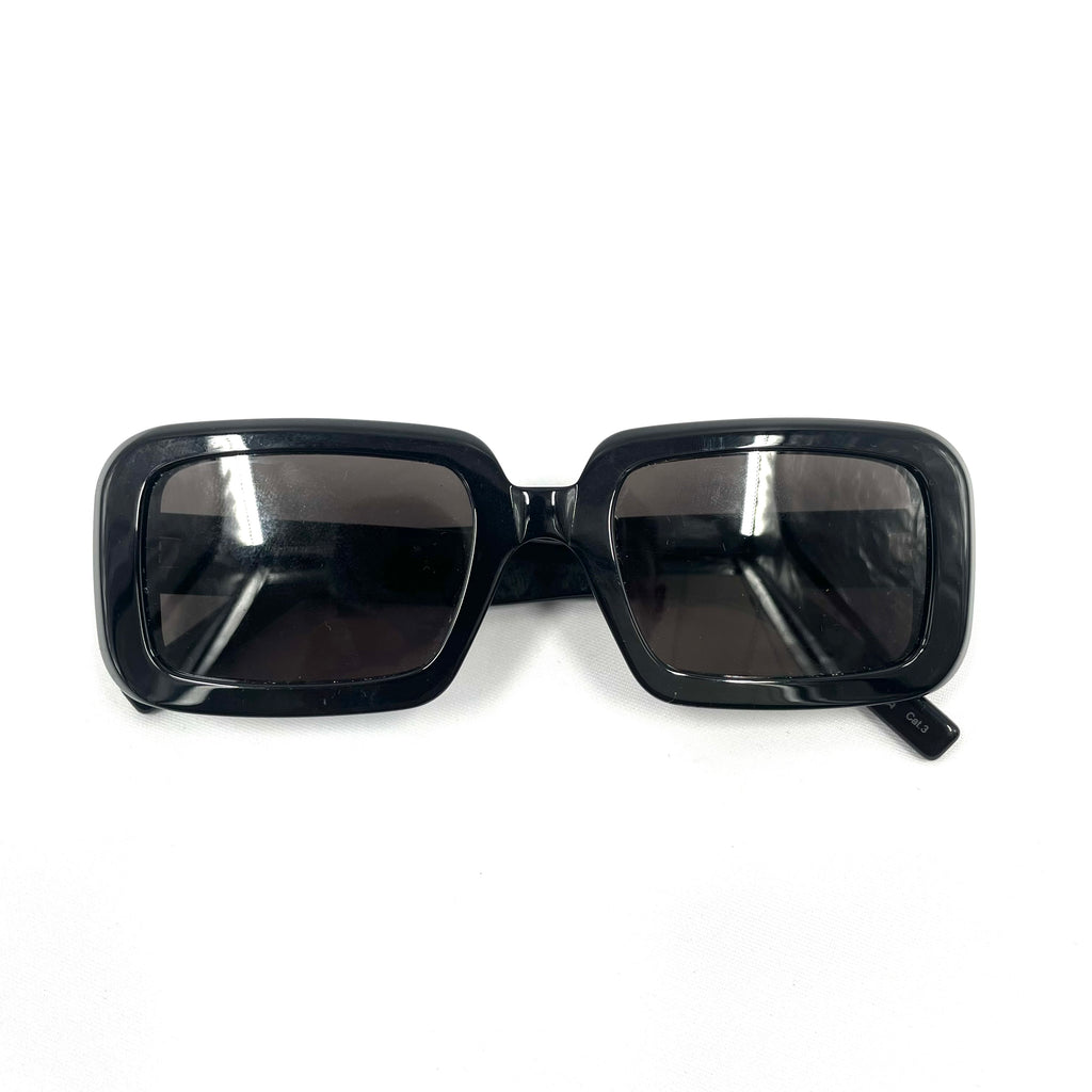 Saint Laurent Oversized Rectangular Sunglasses – Black Acetate, Pre-Owned, Cat. 3 UV Protection (Box Included)
