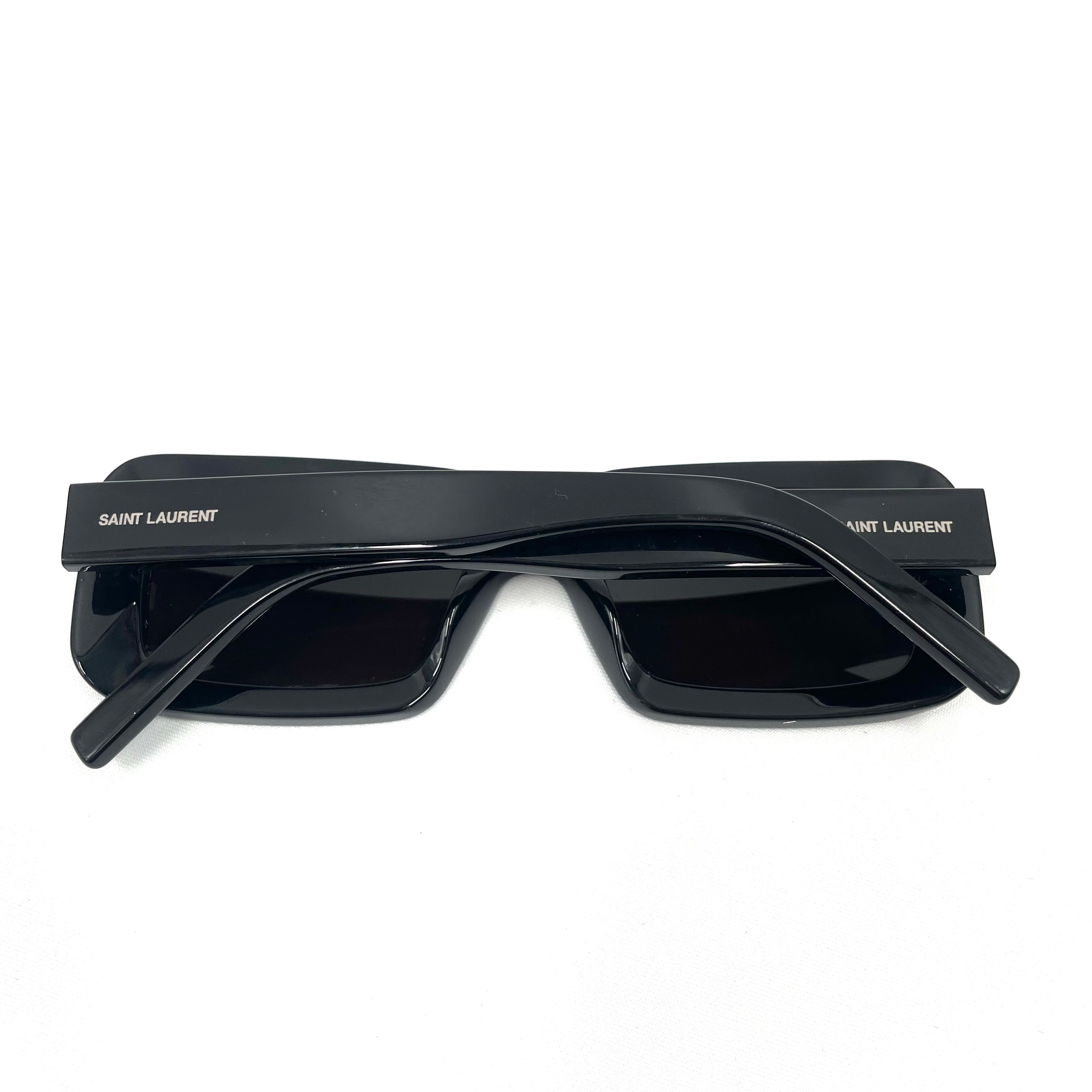 Saint Laurent Oversized Rectangular Sunglasses – Black Acetate, Pre-Owned, Cat. 3 UV Protection (Box Included)