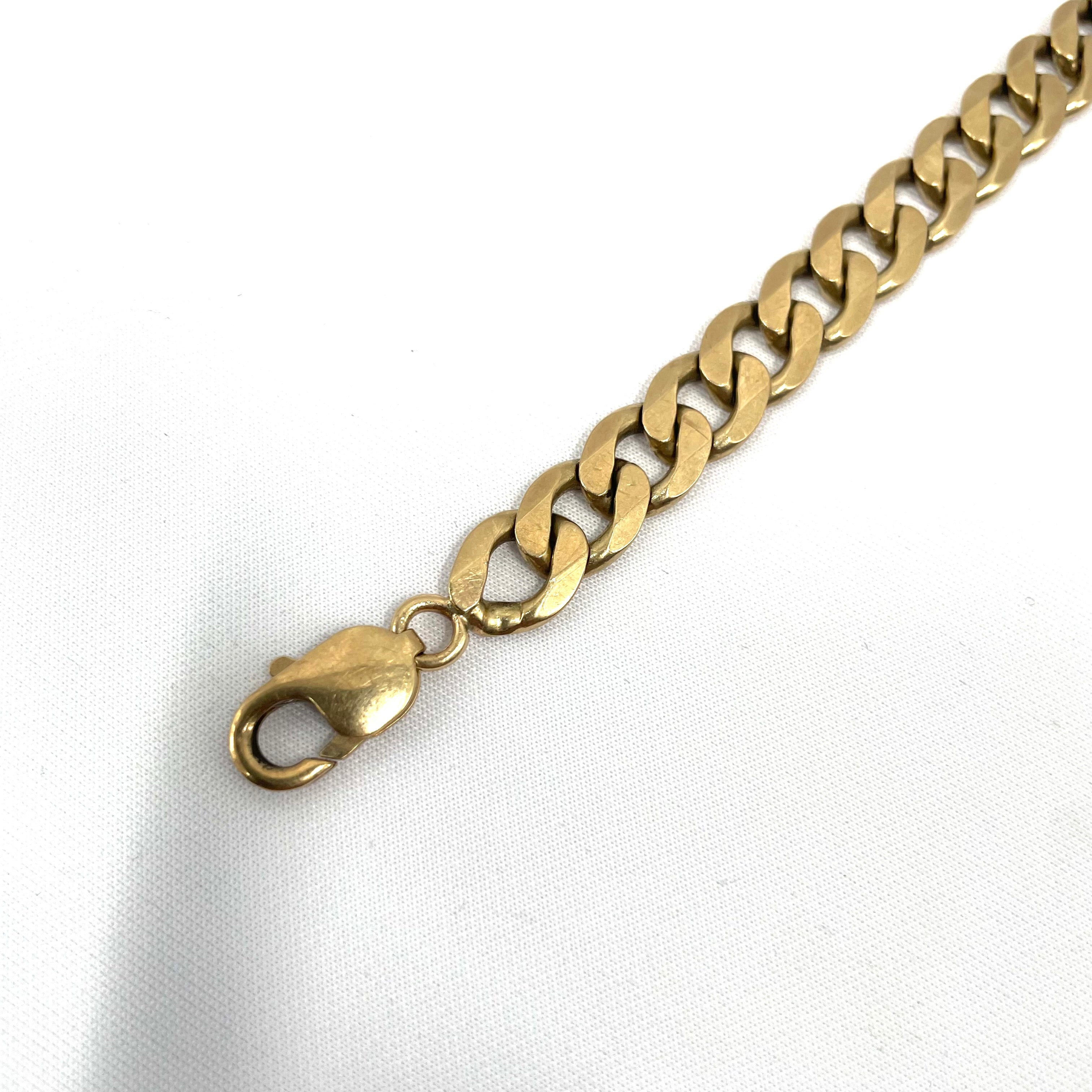 9ct Gold Flat Curb Link Bracelet 6" 4mm