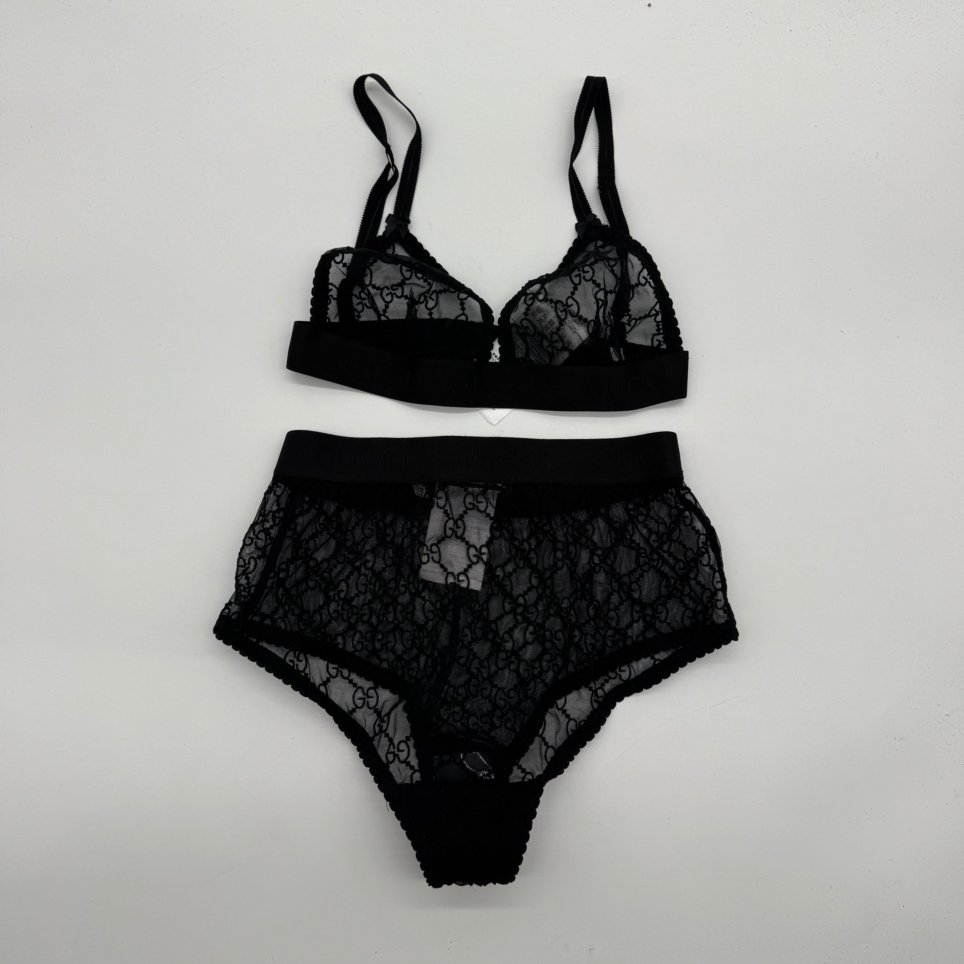 Gucci Gg Embroidered Tulle Lingerie Set