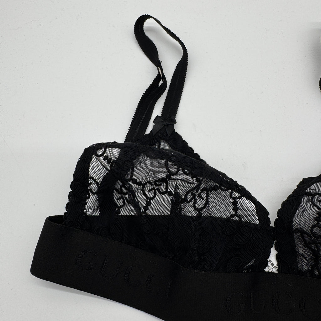 Gucci Gg Embroidered Tulle Lingerie Set