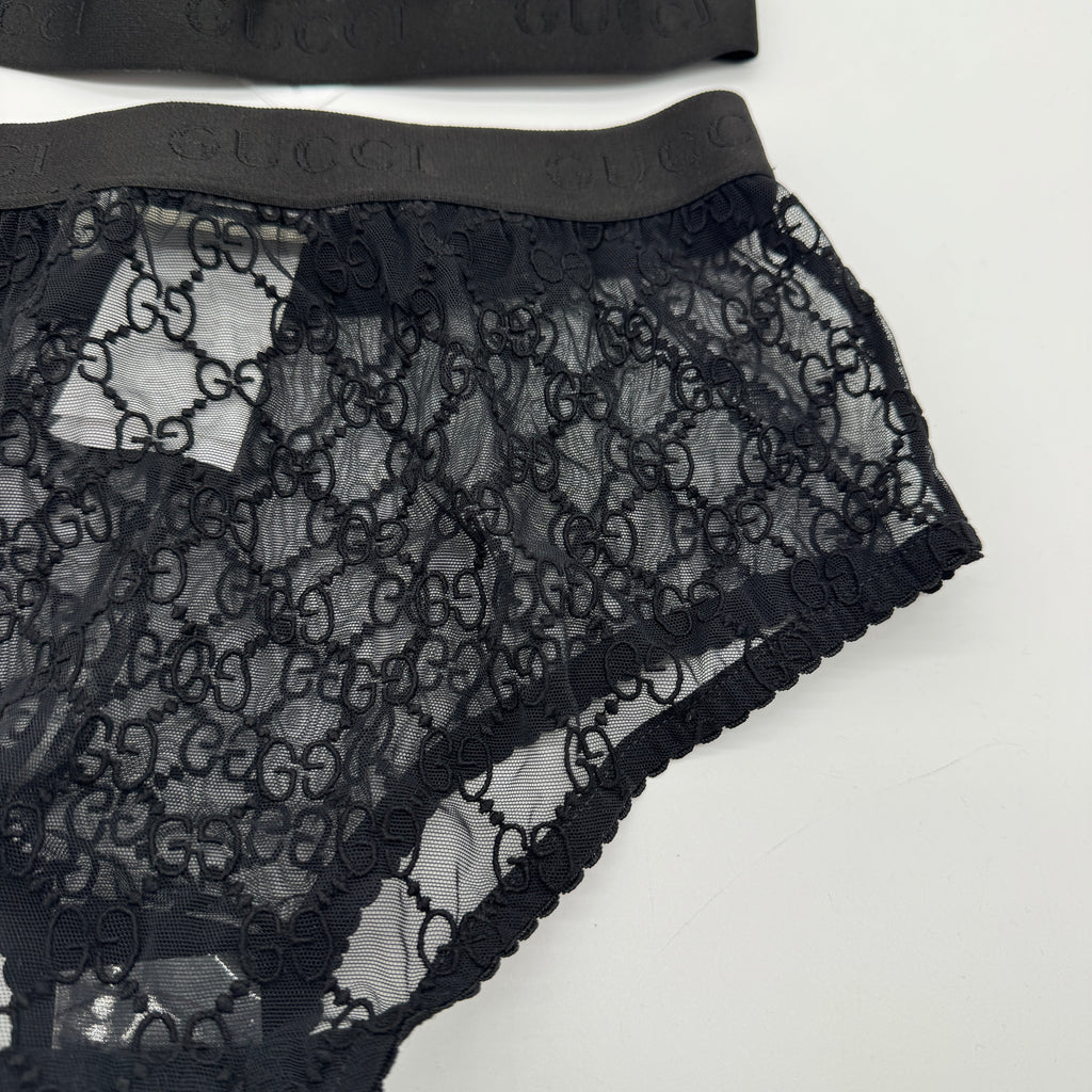 Gucci Gg Embroidered Tulle Lingerie Set