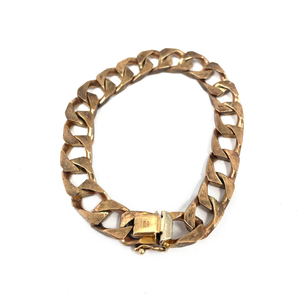 9CT Rose Gold Box Curb Bracelet 8" 10mm