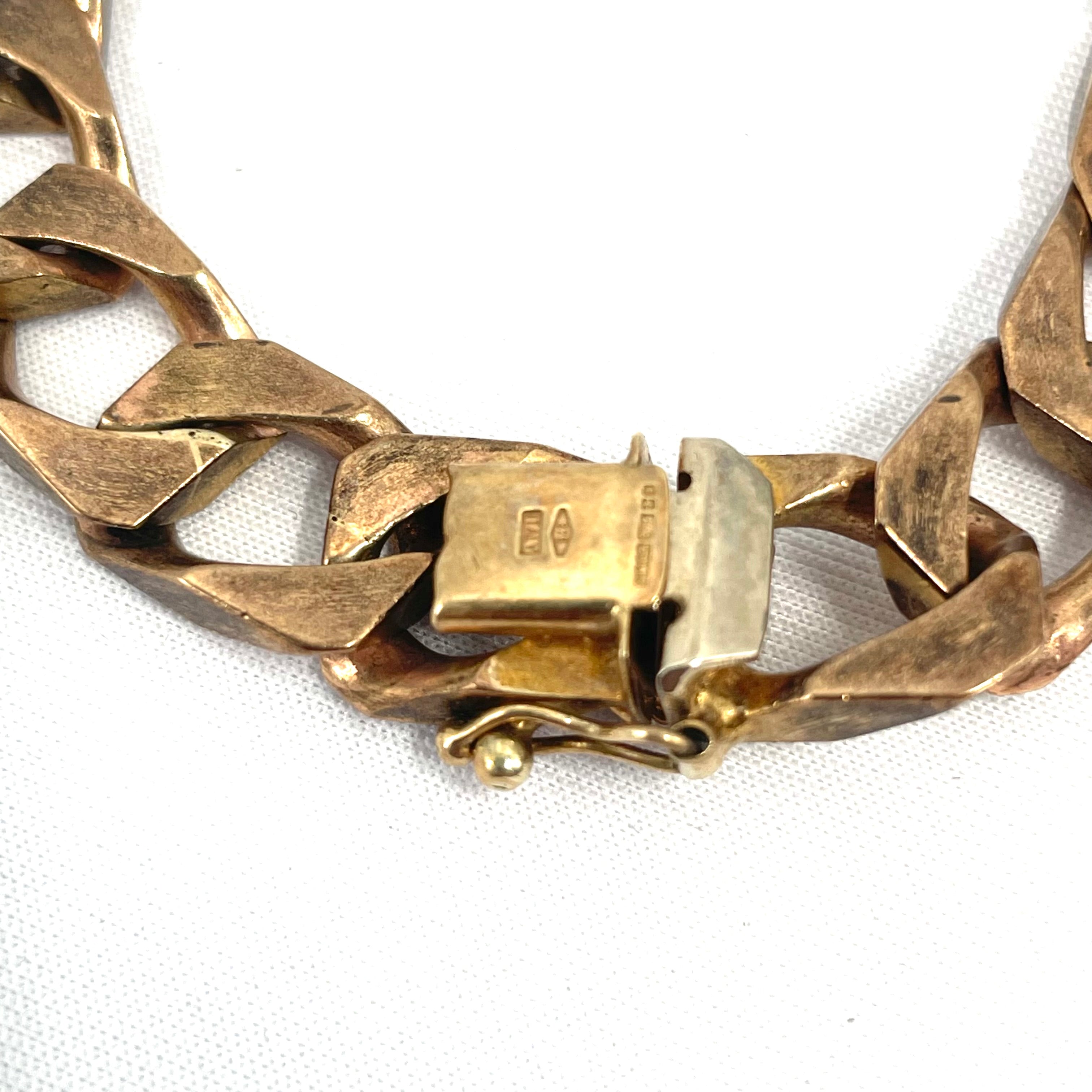 9CT Rose Gold Box Curb Bracelet 8" 10mm