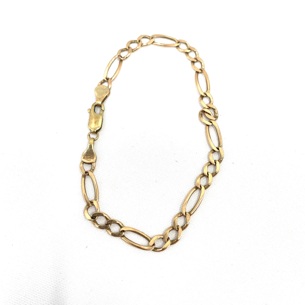 9CT Rose Gold Figaro Bracelet 7.5" 4mm