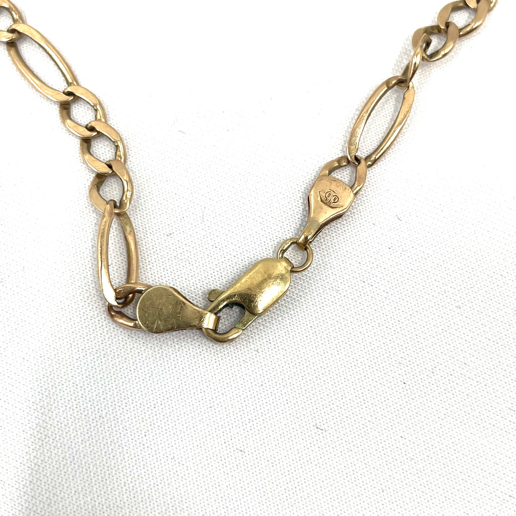 9CT Rose Gold Figaro Bracelet 7.5" 4mm