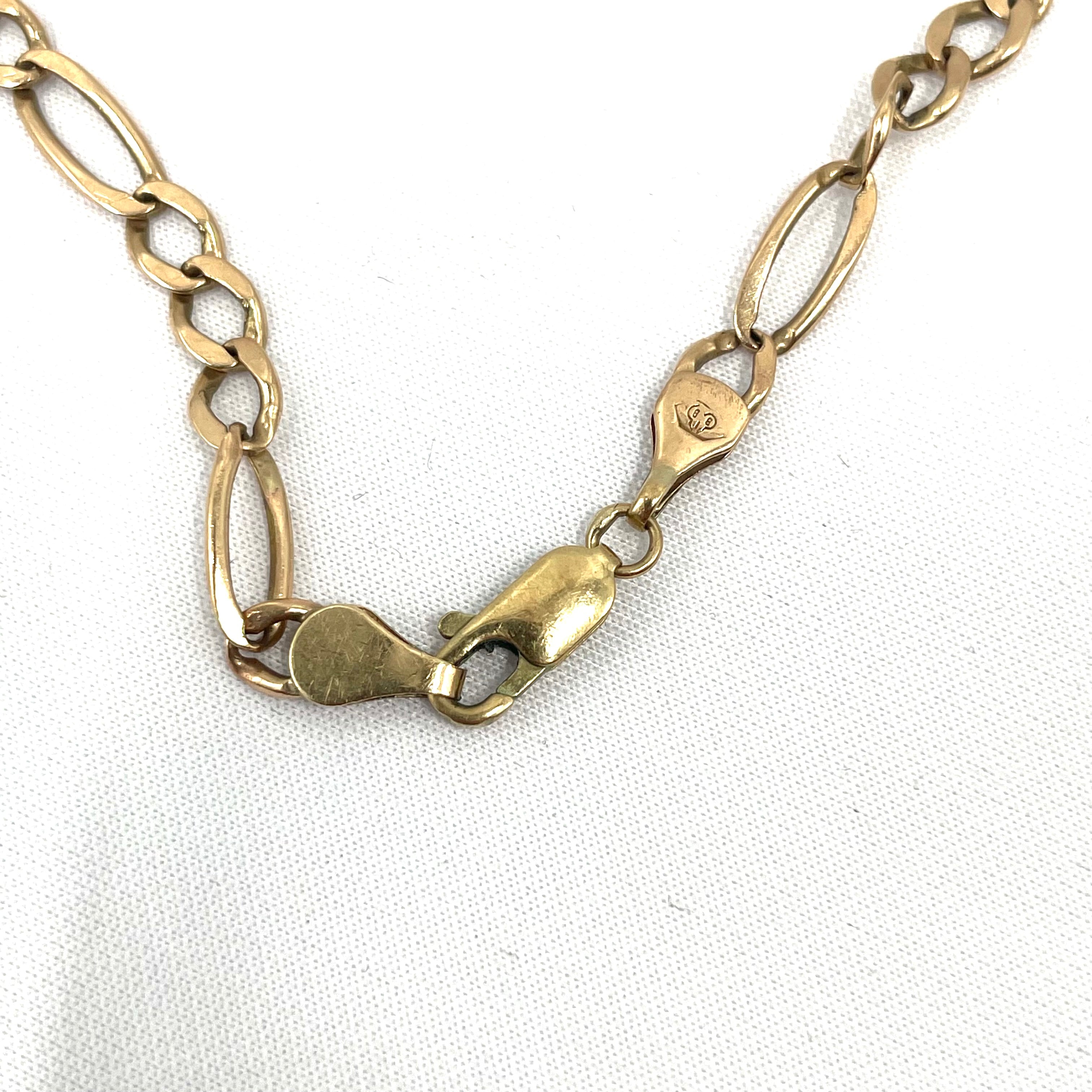 9CT Rose Gold Figaro Bracelet 7.5" 4mm