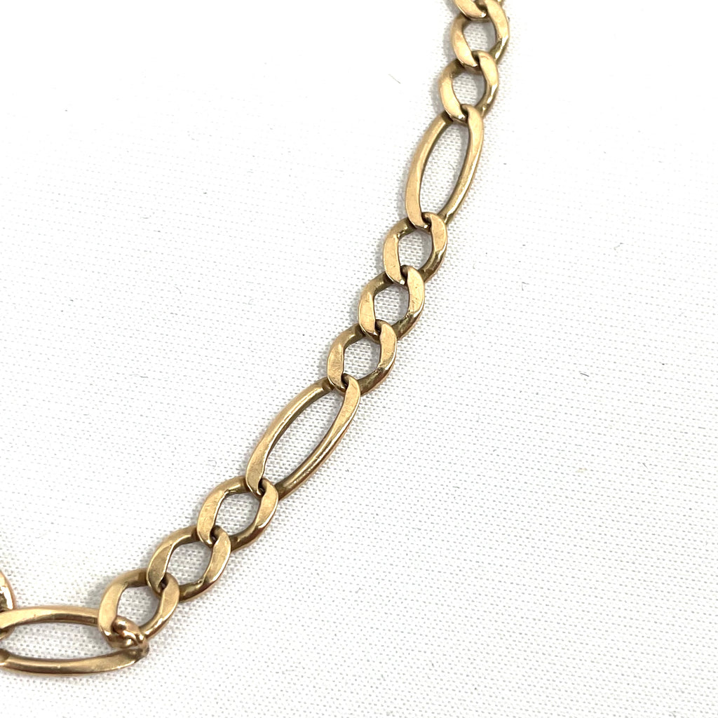 9CT Rose Gold Figaro Bracelet 7.5" 4mm