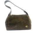 Coach Brown Suede Shoulder Bag with Gold C Detail