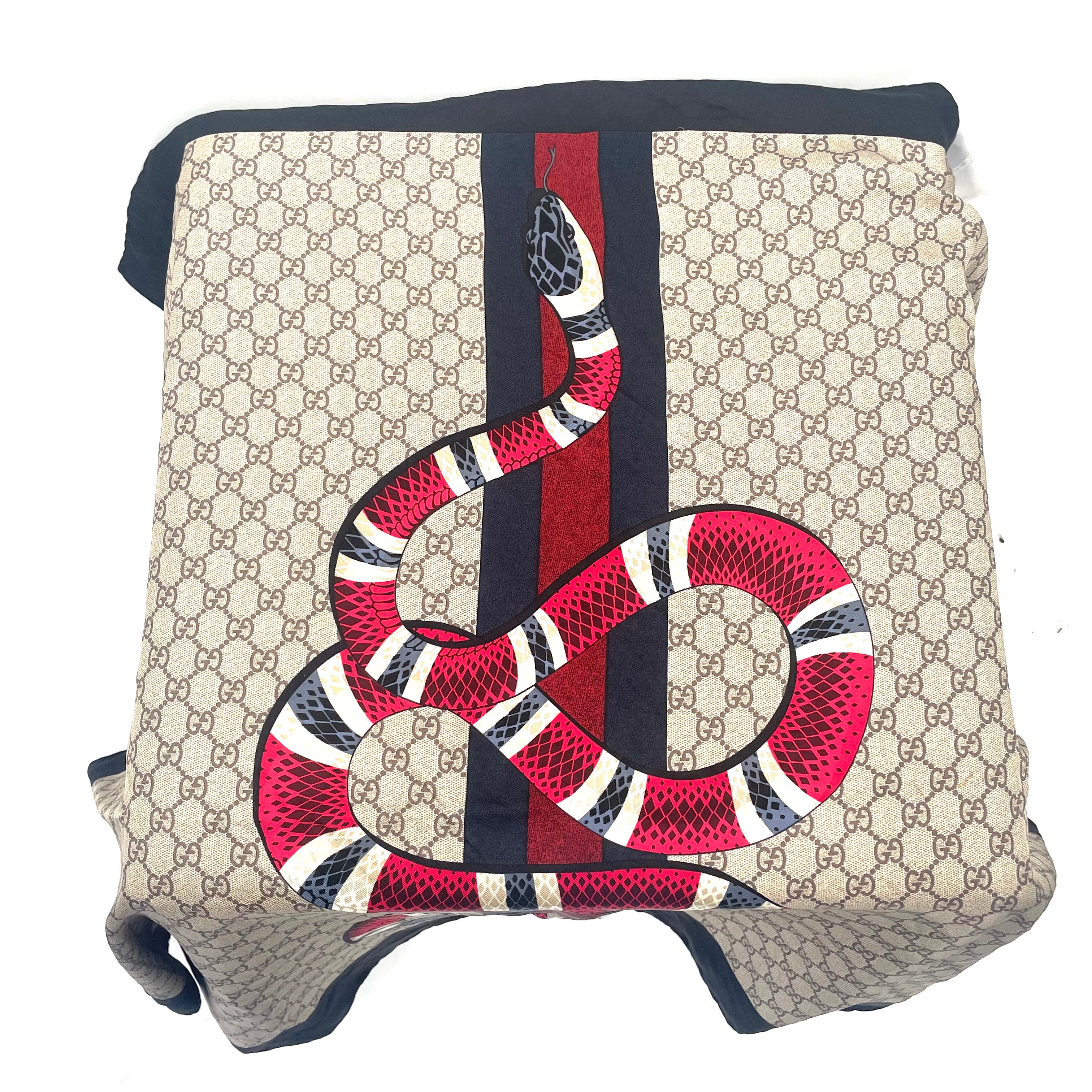 Gucci GG Supreme Snake Print Scarf – Box Included